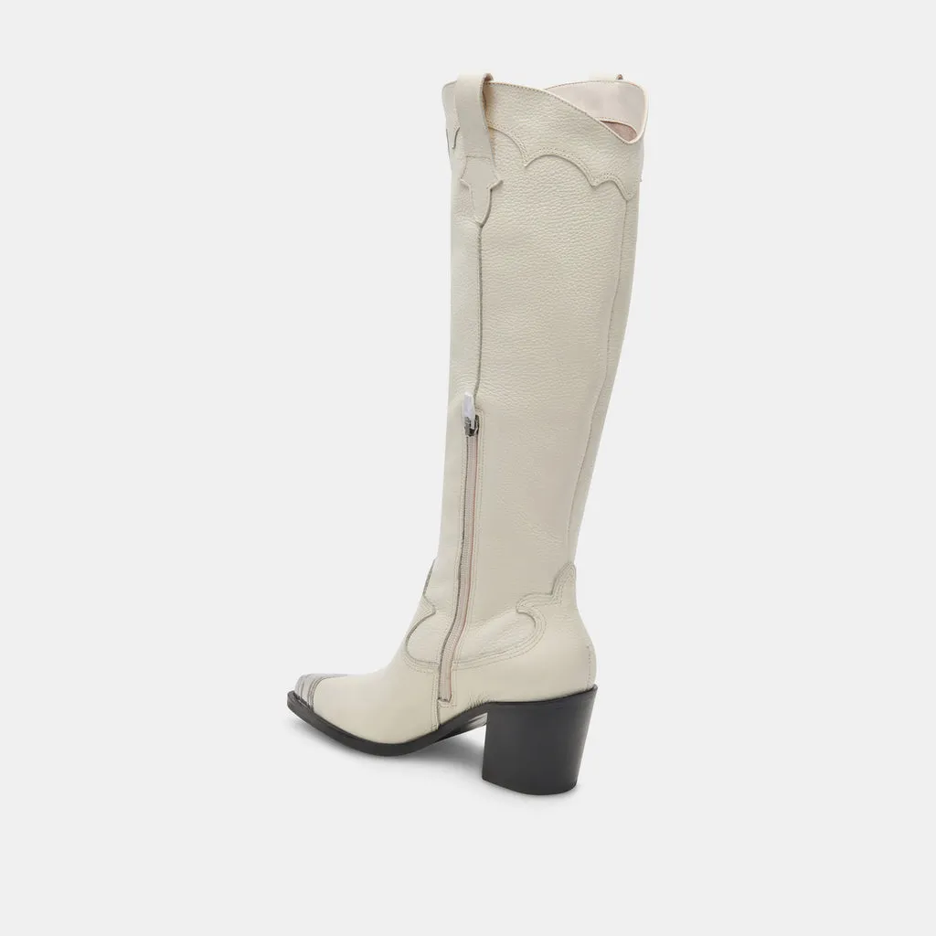 Kamryn Boots White Leather | Women's Western White Leather Boots– Dolce Vita 6908077441090