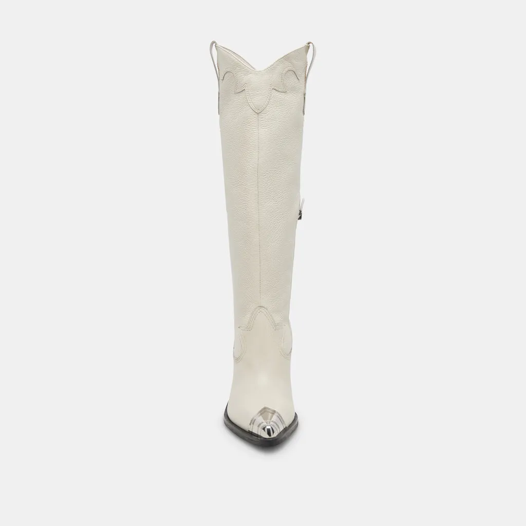 Kamryn Boots White Leather | Women's Western White Leather Boots– Dolce Vita 6908077441090