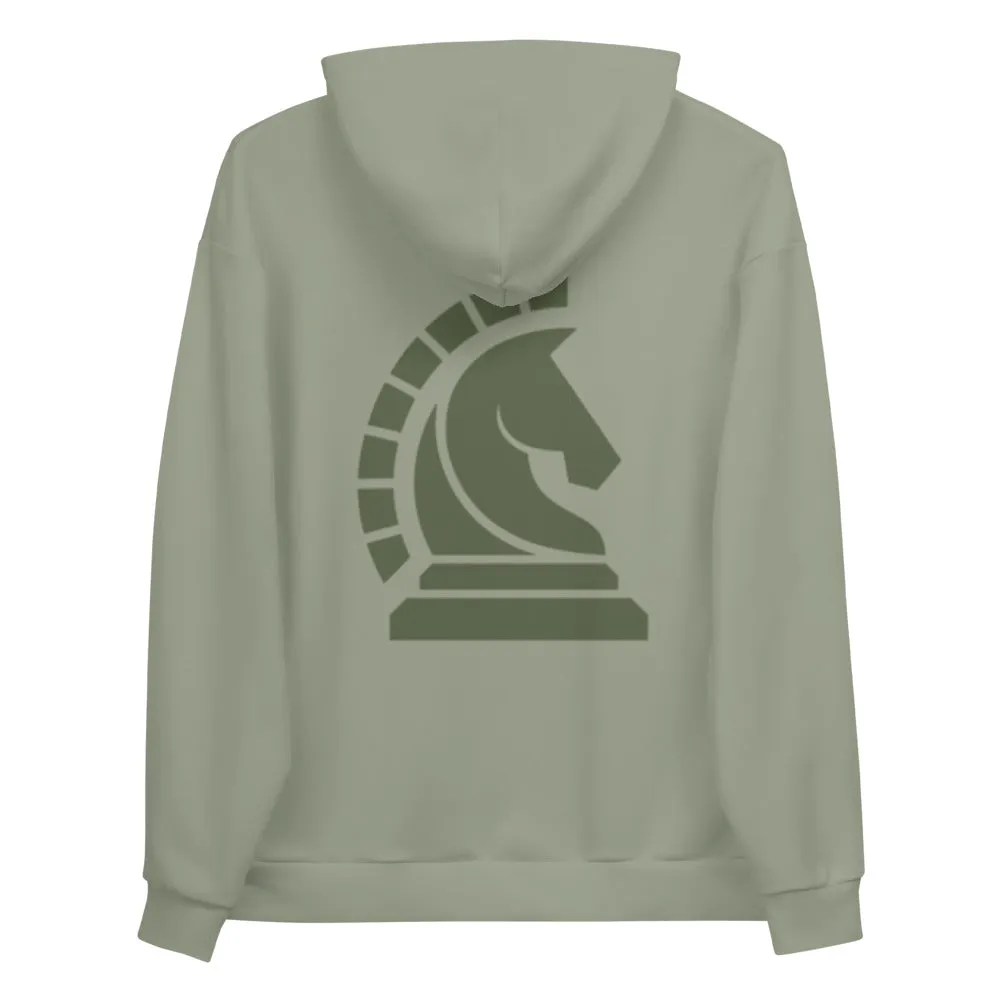 KNIGHT MOTIF PULLOVER HOODIE - LAKE GREY