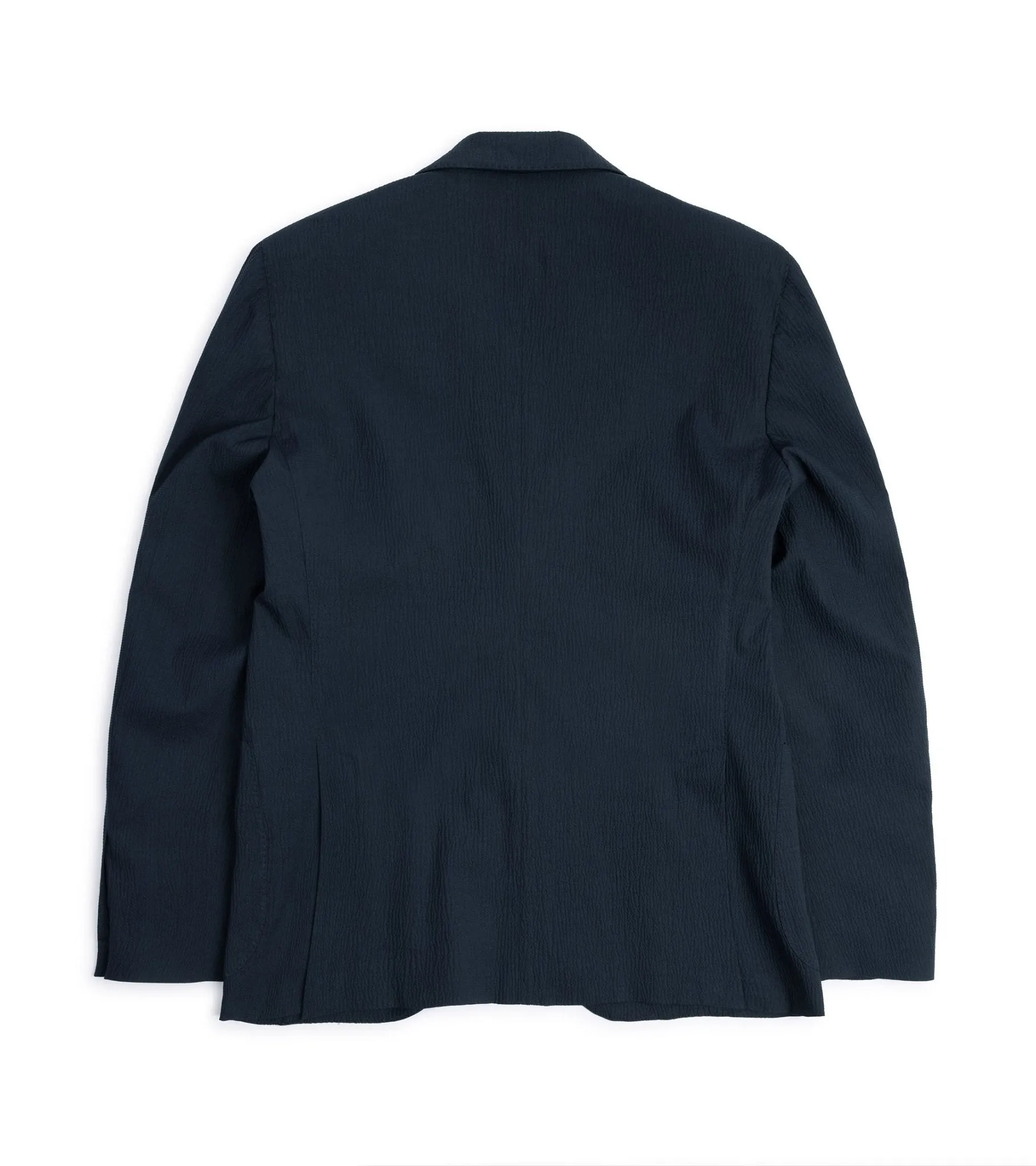 Lardini Cotton Seersucker Suit Jacket: Navy