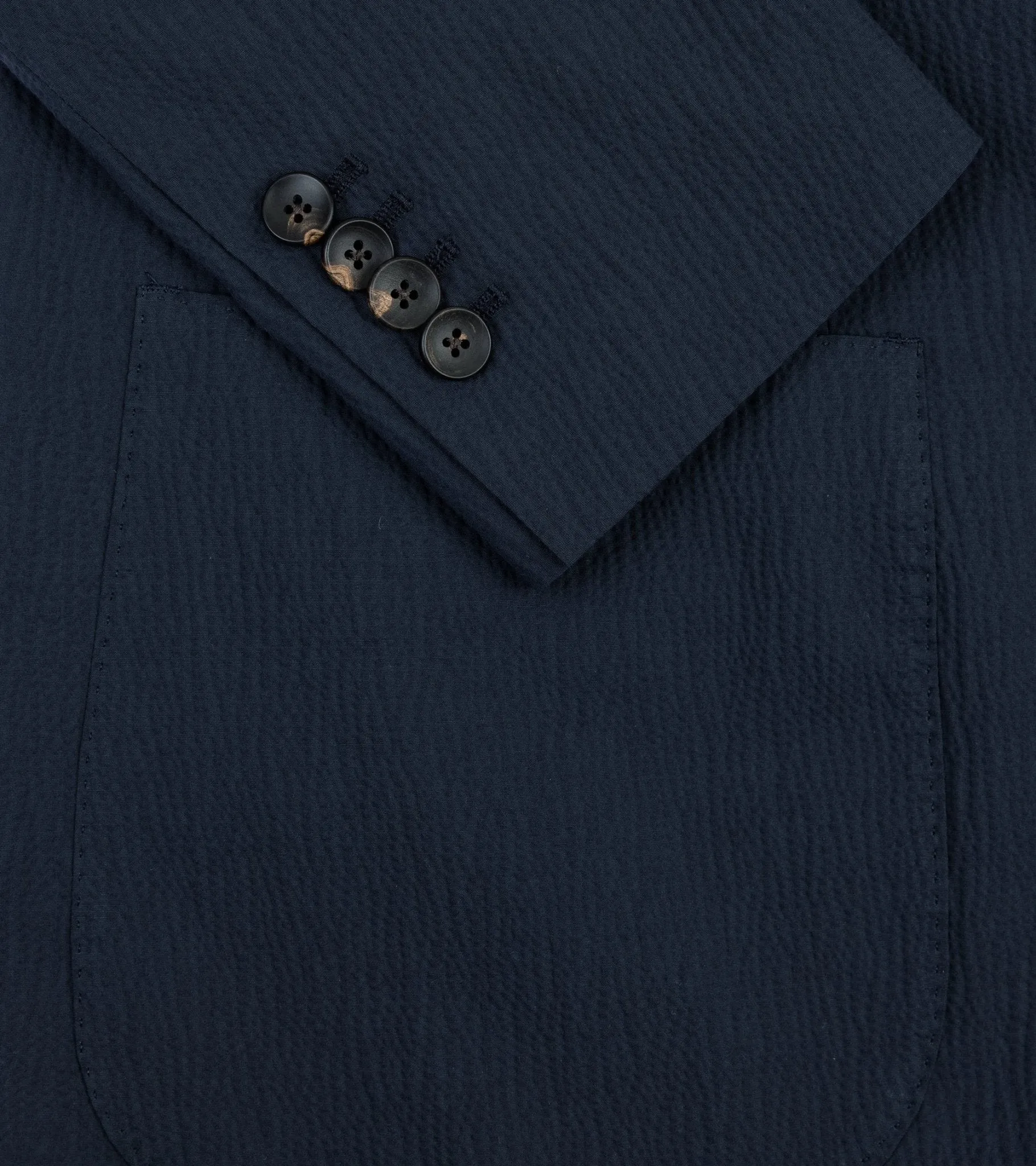 Lardini Cotton Seersucker Suit Jacket: Navy