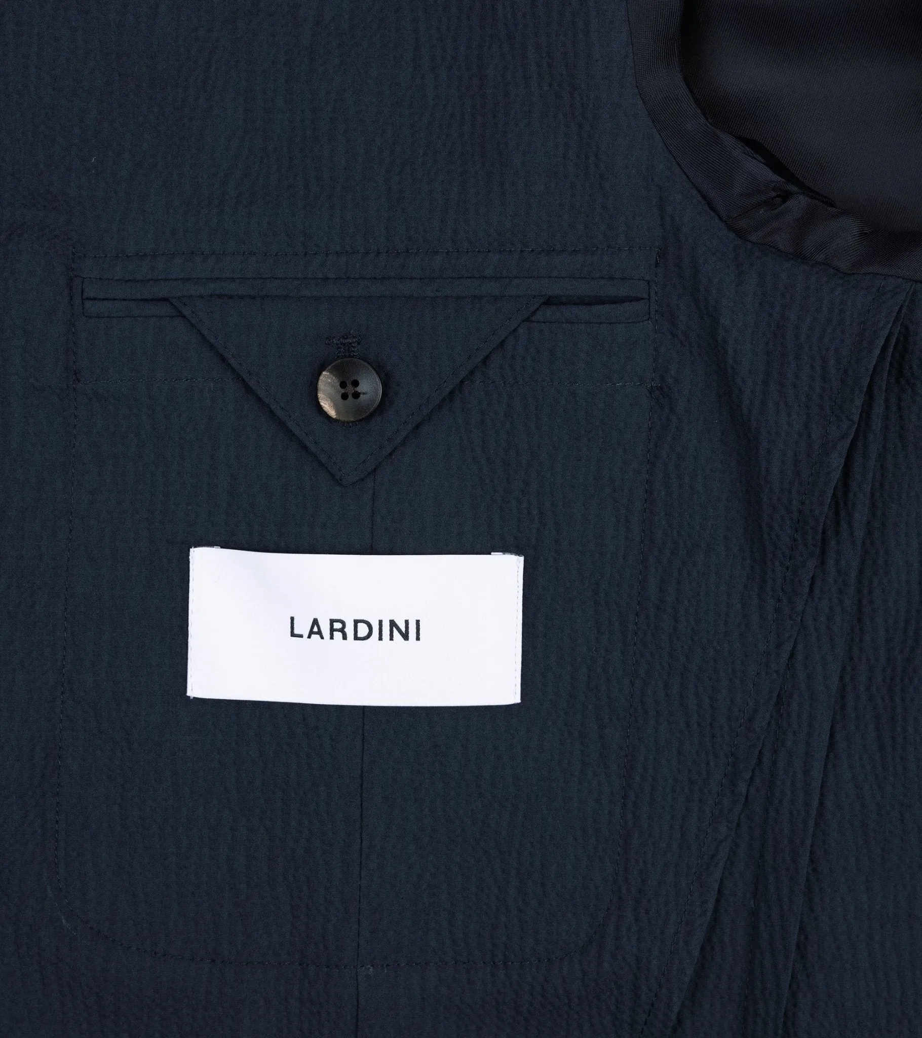 Lardini Cotton Seersucker Suit Jacket: Navy