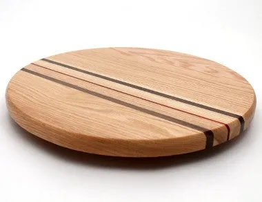 Lazy Susan with Stripes in Oak - Size 14