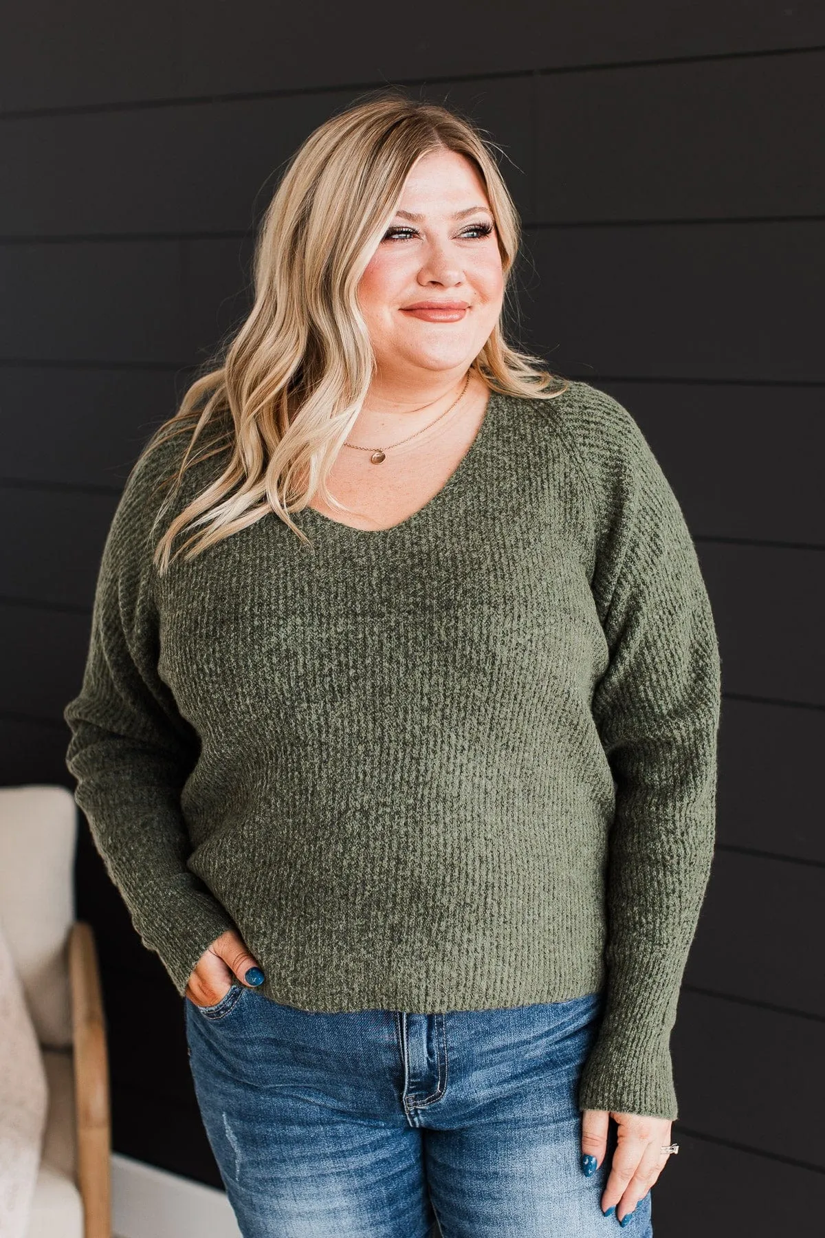 Lovely Meeting You Knit Sweater- Olive