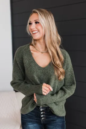 Lovely Meeting You Knit Sweater- Olive