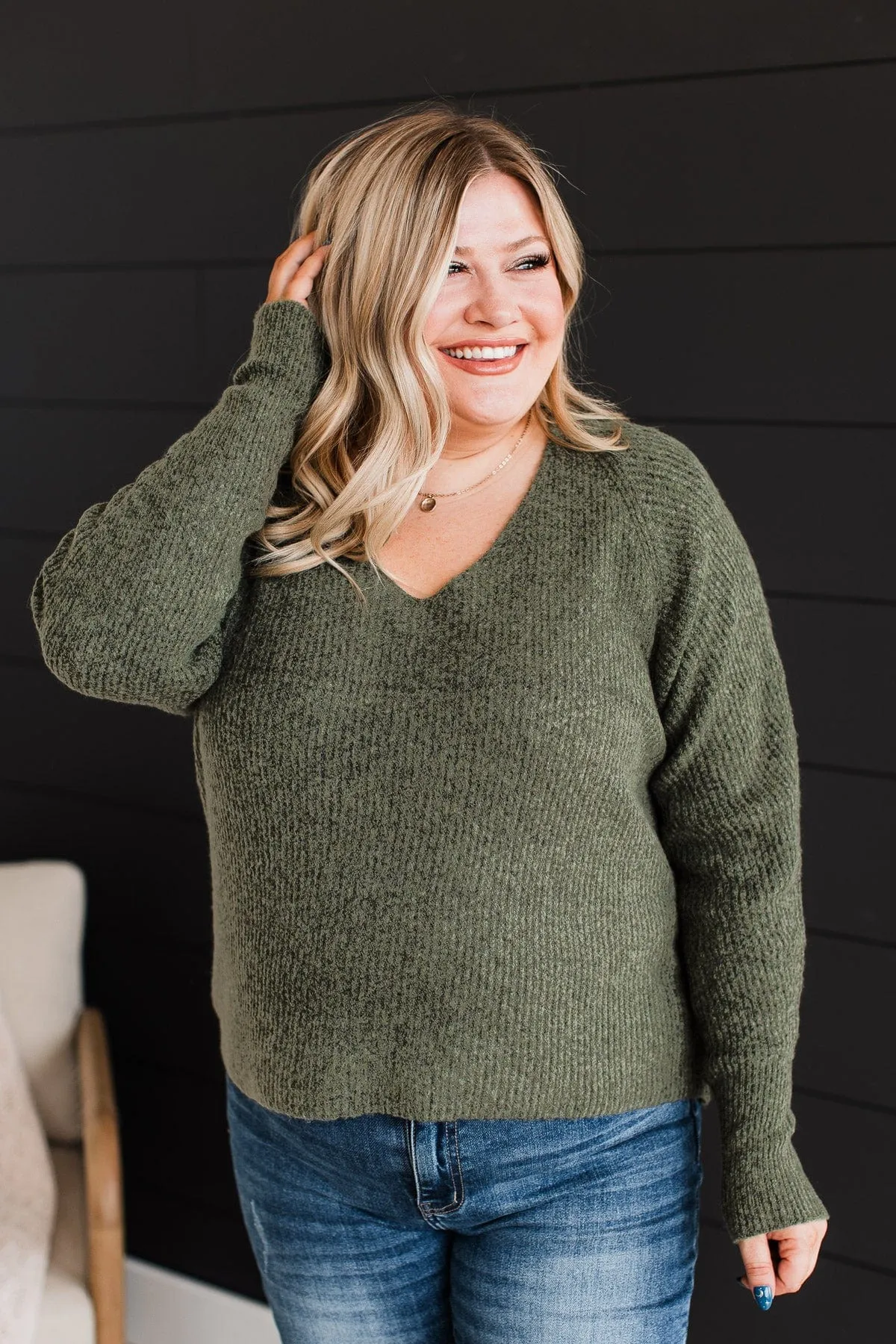 Lovely Meeting You Knit Sweater- Olive