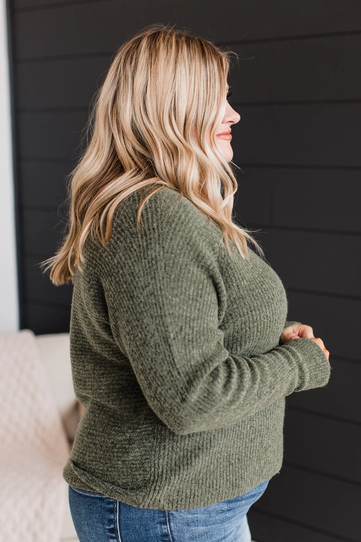 Lovely Meeting You Knit Sweater- Olive