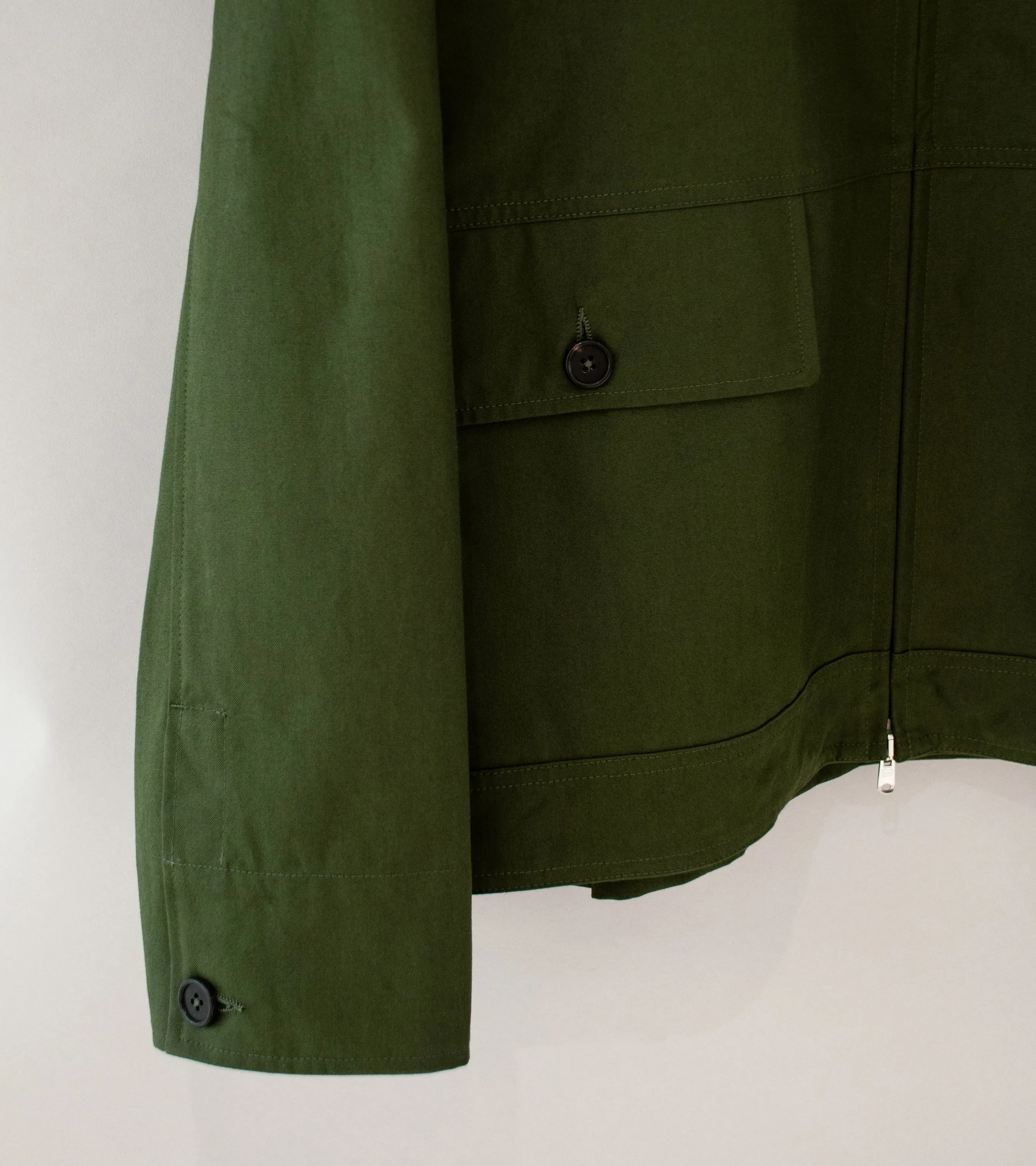 Margaret Howell 'Stand Collar Jacket' (Olive Ventile Cotton Canvas)