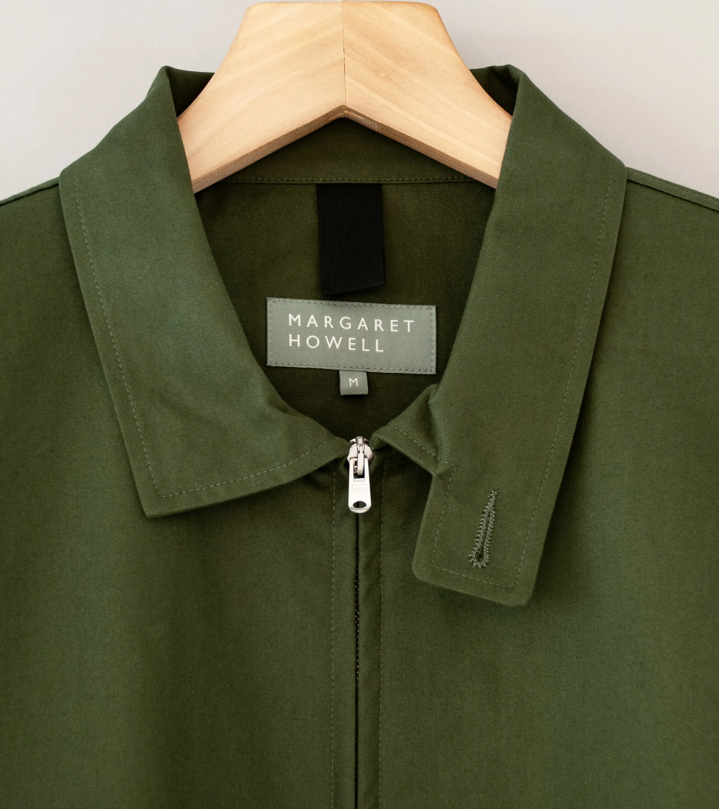 Margaret Howell 'Stand Collar Jacket' (Olive Ventile Cotton Canvas)