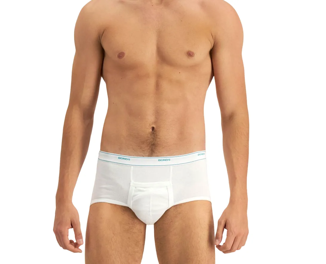 Mens Bonds White Cotton Briefs Brief Support Undies Underwear Sport