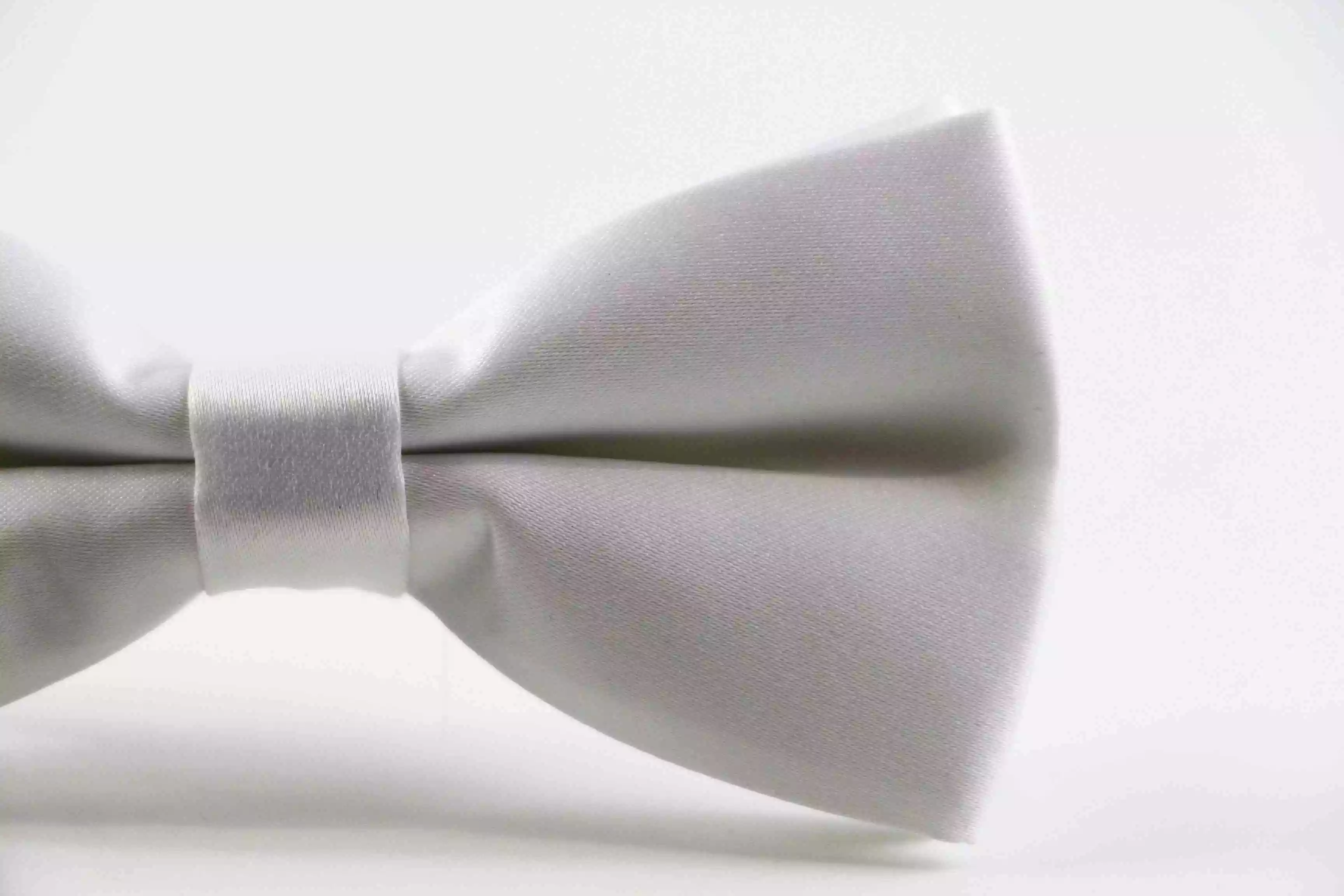 Mens Matt Solid Plain White Colour Bow Tie