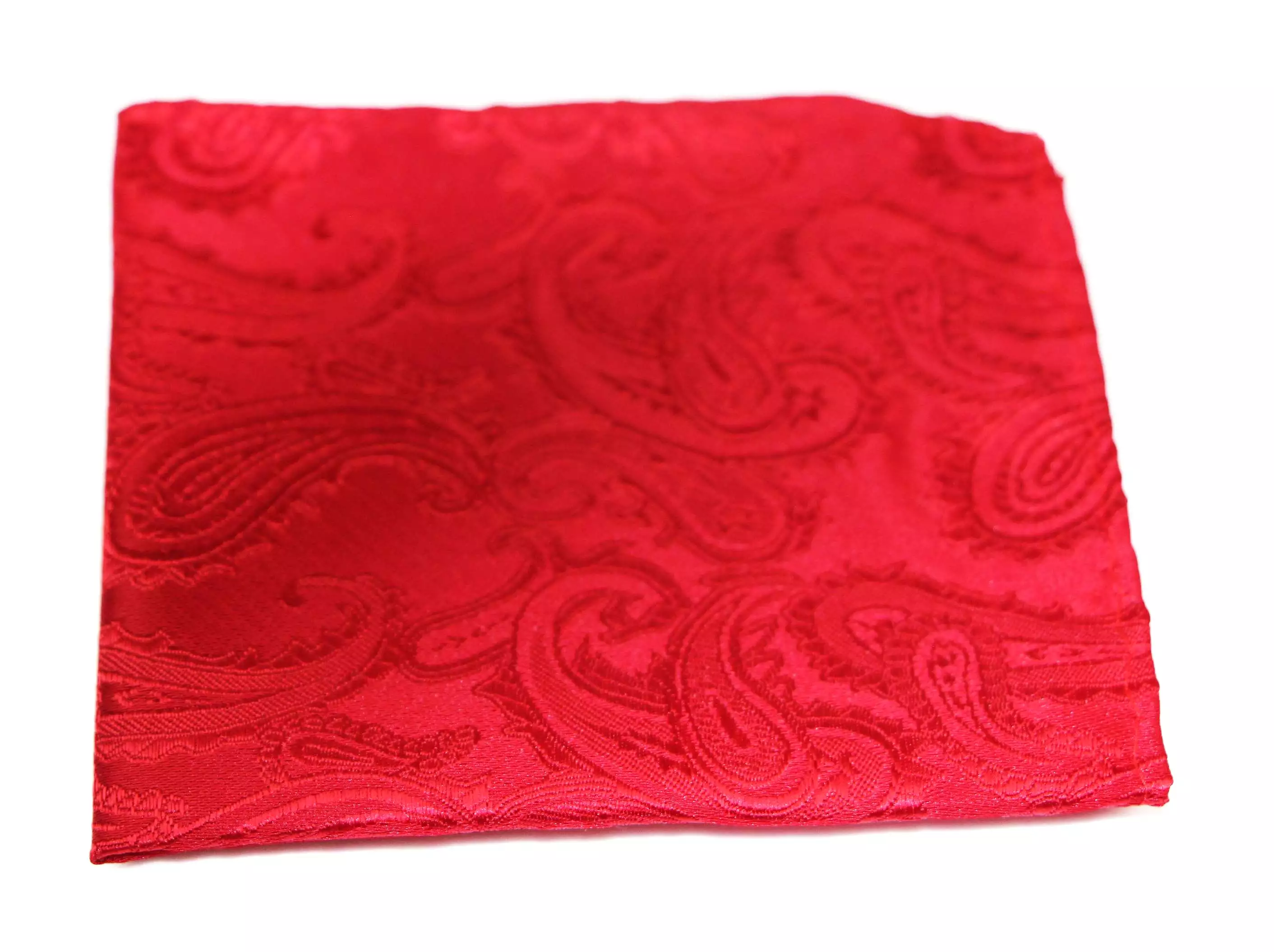 Mens Red Paisley Pocket Square