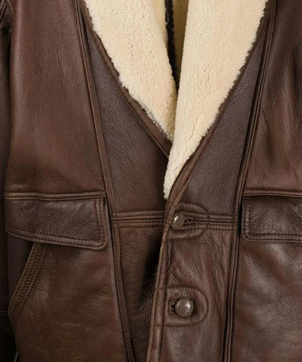 Mens Style Brown Vintage Leather Shearling Collar Jacket