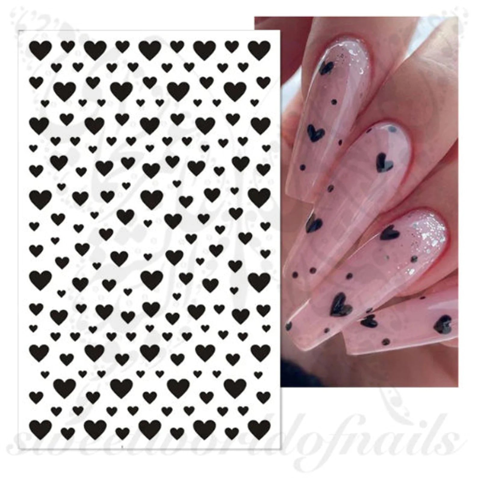 Mini Black Hearts Nail Stickers