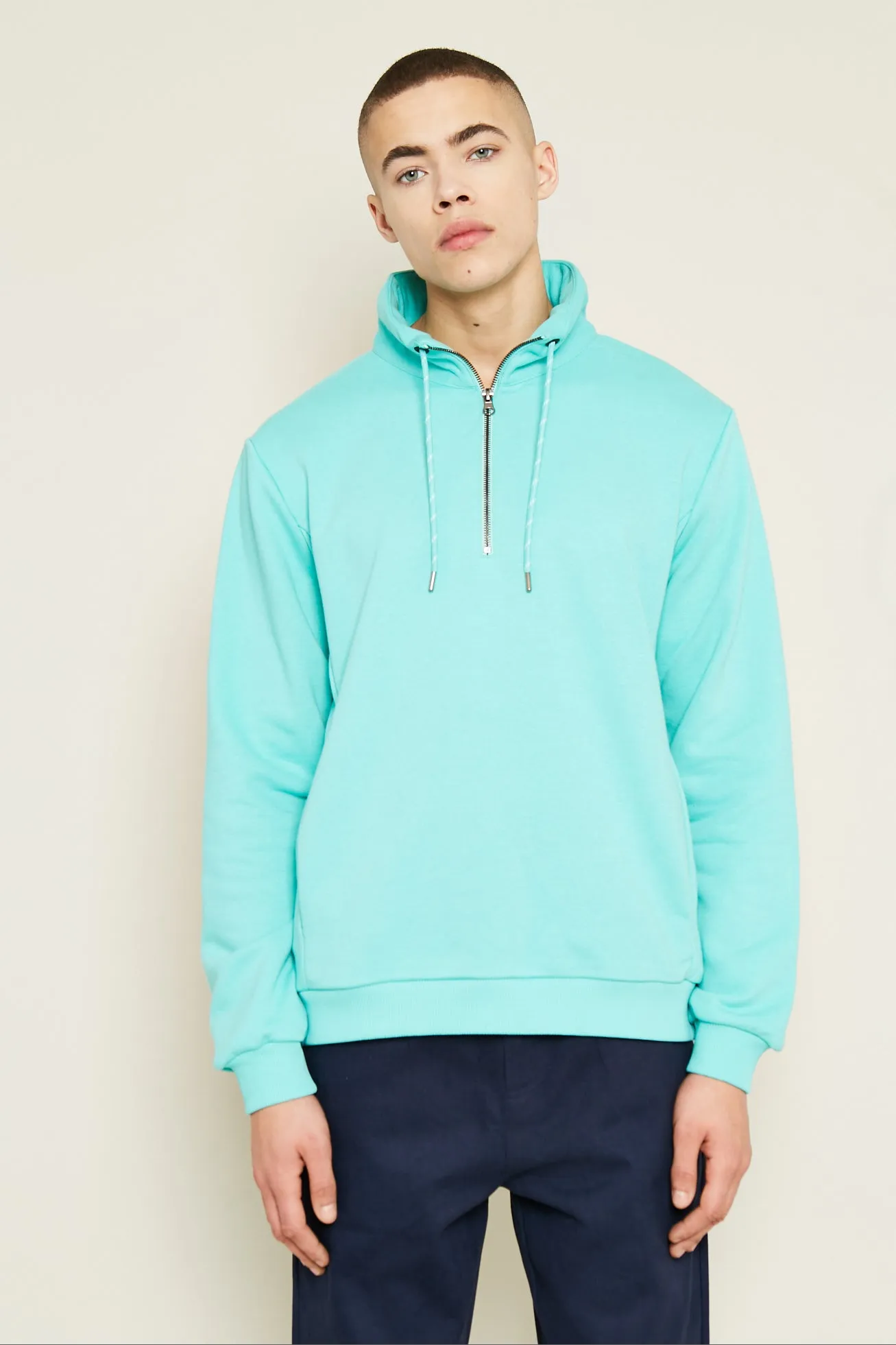 MONSANTO 1/2 ZIP SWEATER - TURQUOISE