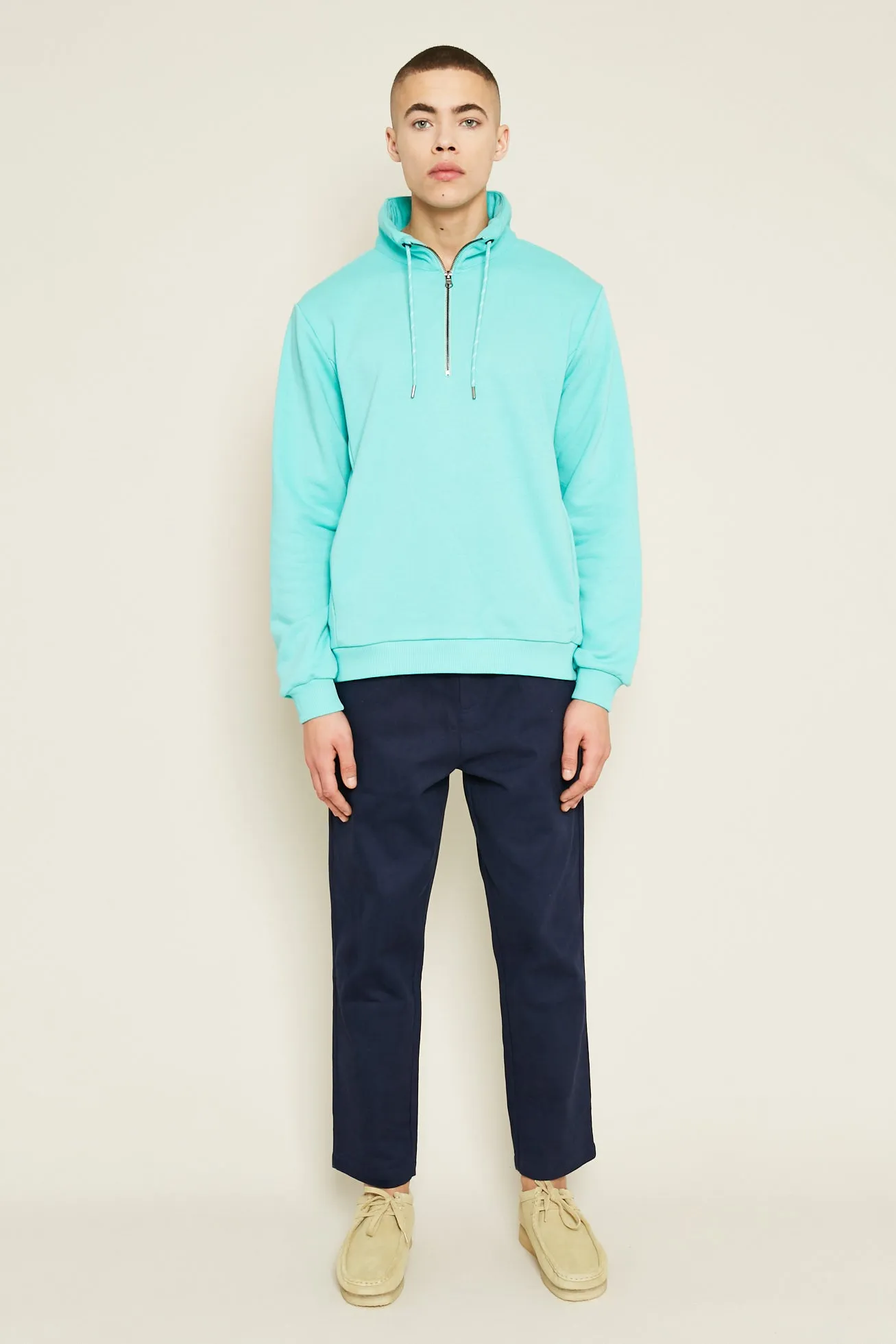 MONSANTO 1/2 ZIP SWEATER - TURQUOISE