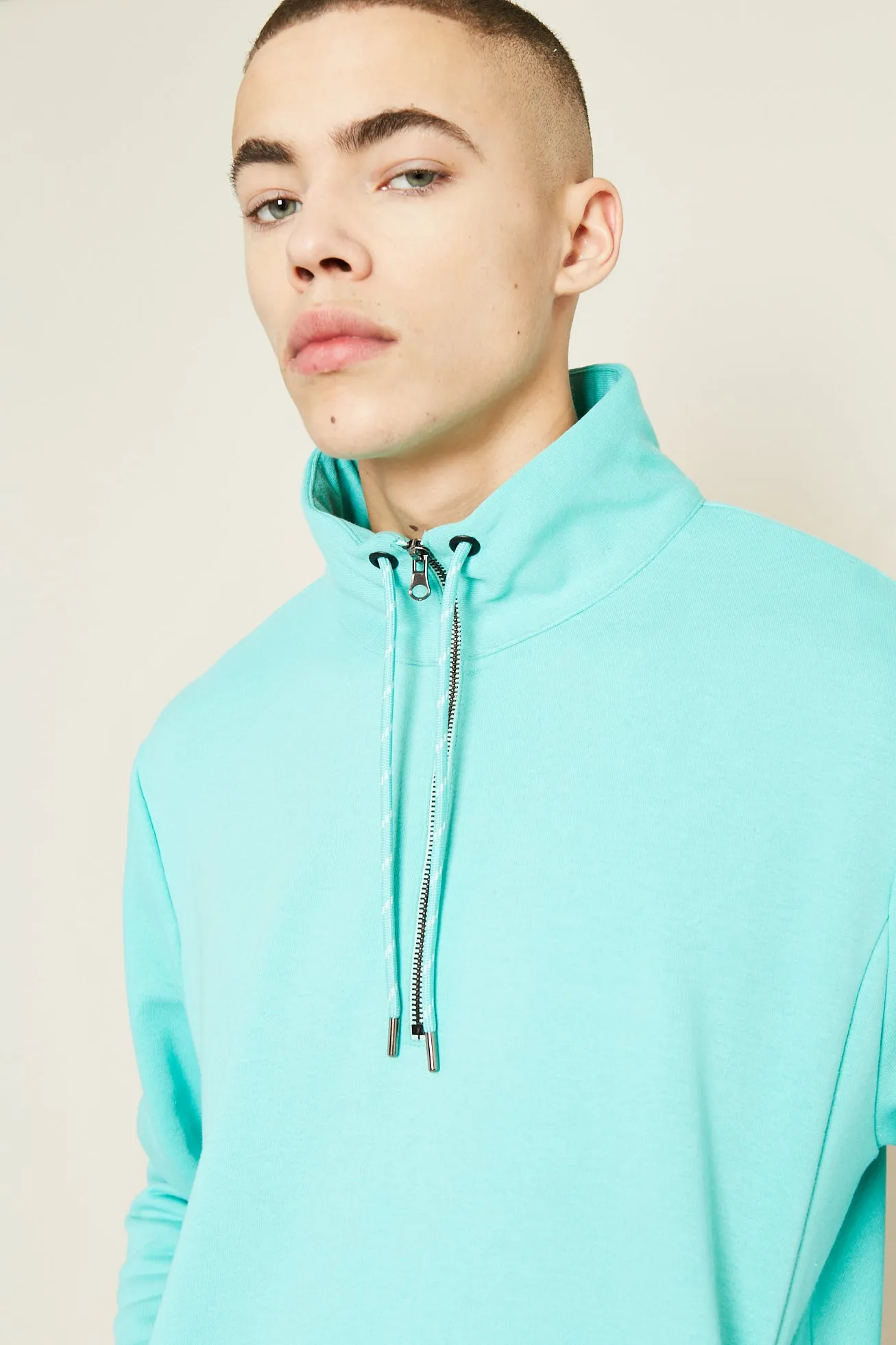 MONSANTO 1/2 ZIP SWEATER - TURQUOISE