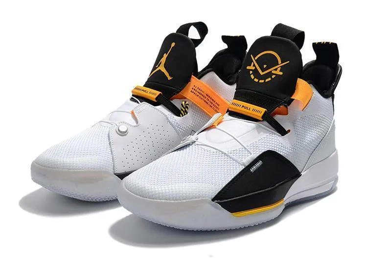 Nike Air Jordan 33 White Black Yellow Men Shoes Sale Size US 7,8,8.5,9.5,10,11,12