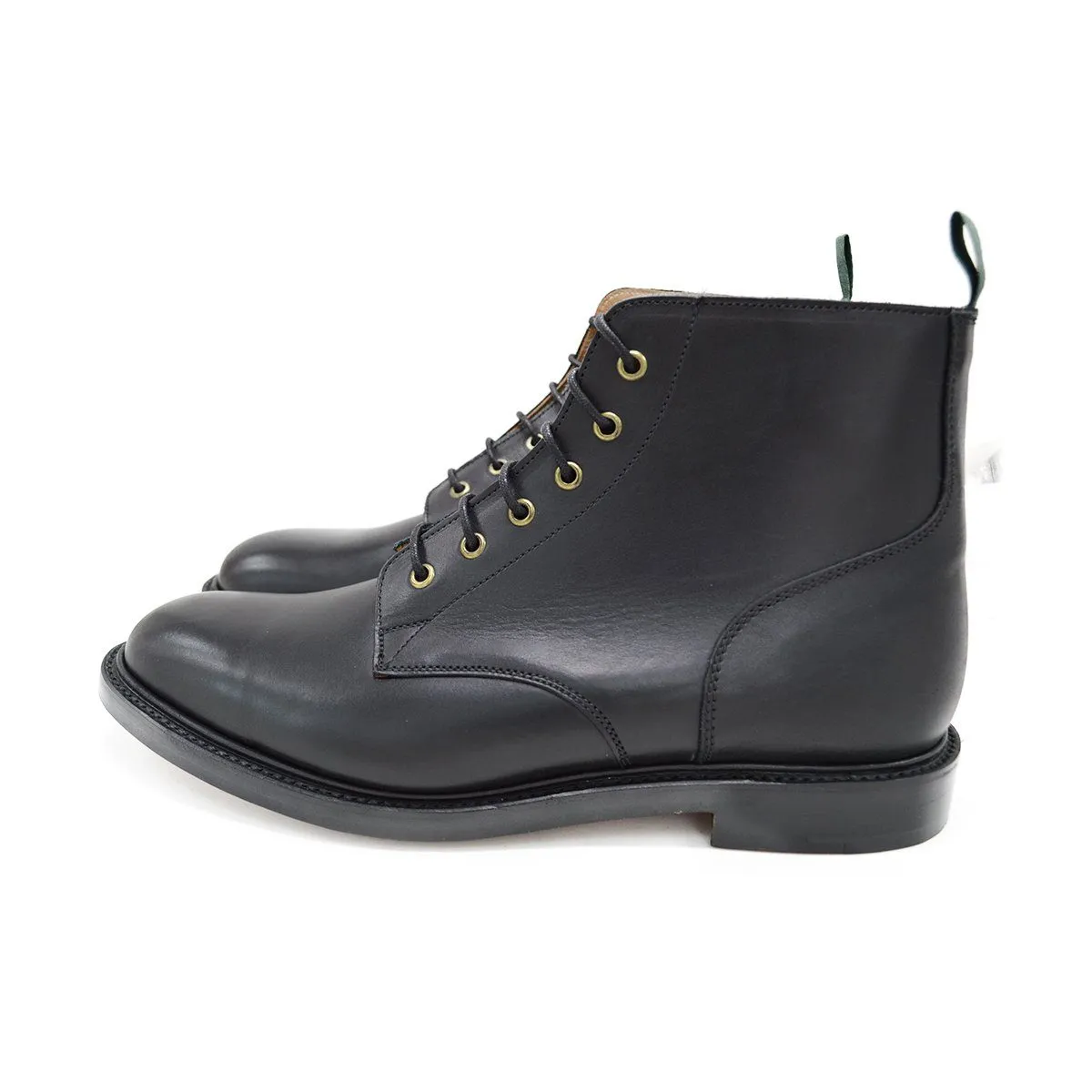 NPS GLADSTONE Plain Derby Boots - Black with Double Leather Sole