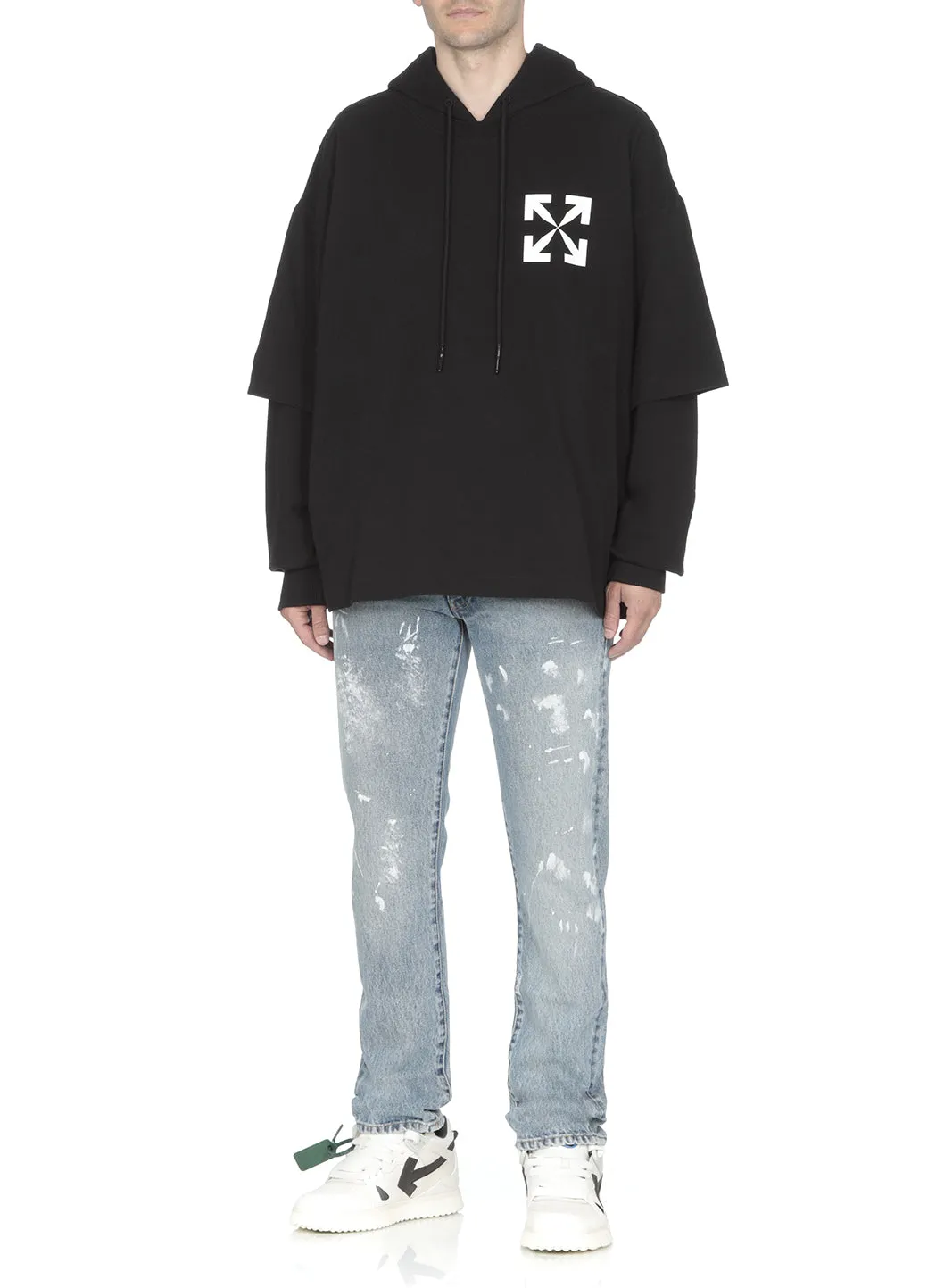 Off-White Logo Printed Drawstring Hoodie