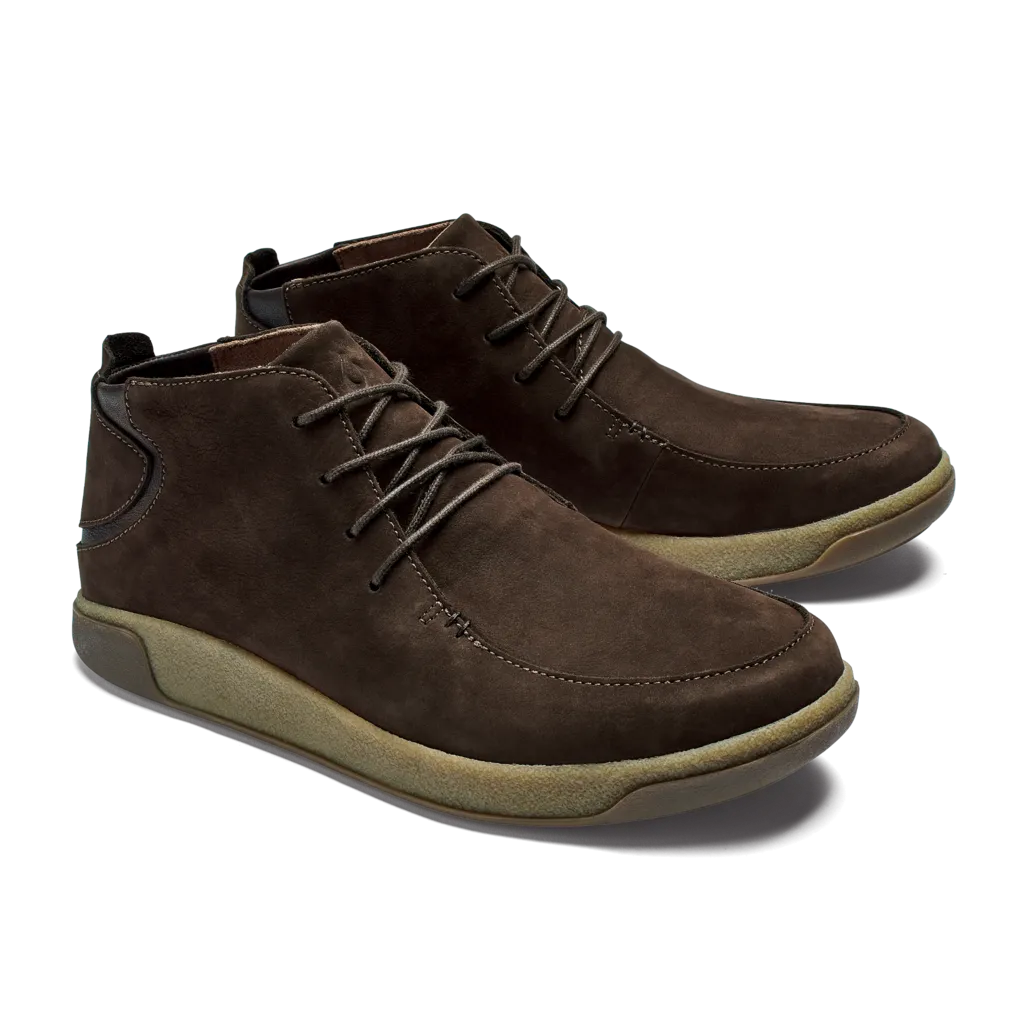 Olukai Mens Loli’i Puki Waterproof Chukka Boot- Dark Brown Nubuck