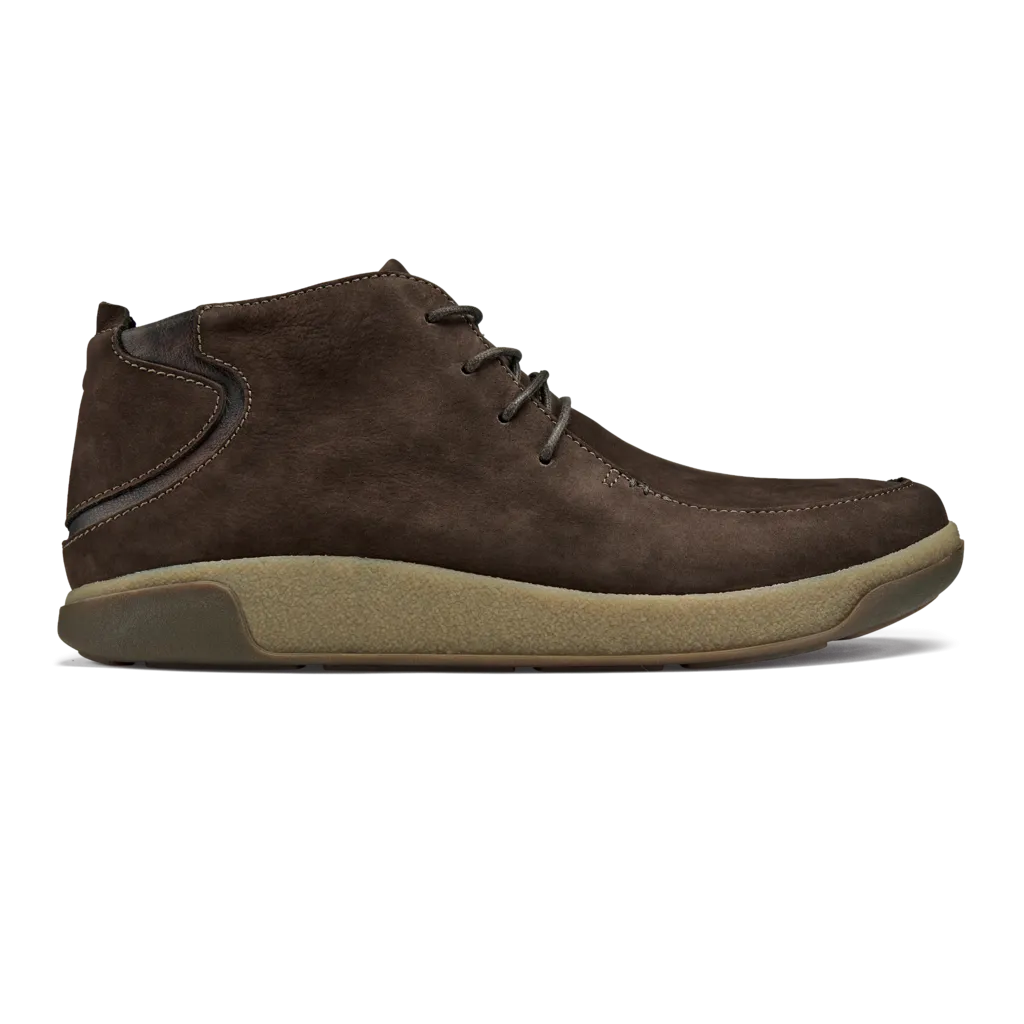 Olukai Mens Loli’i Puki Waterproof Chukka Boot- Dark Brown Nubuck