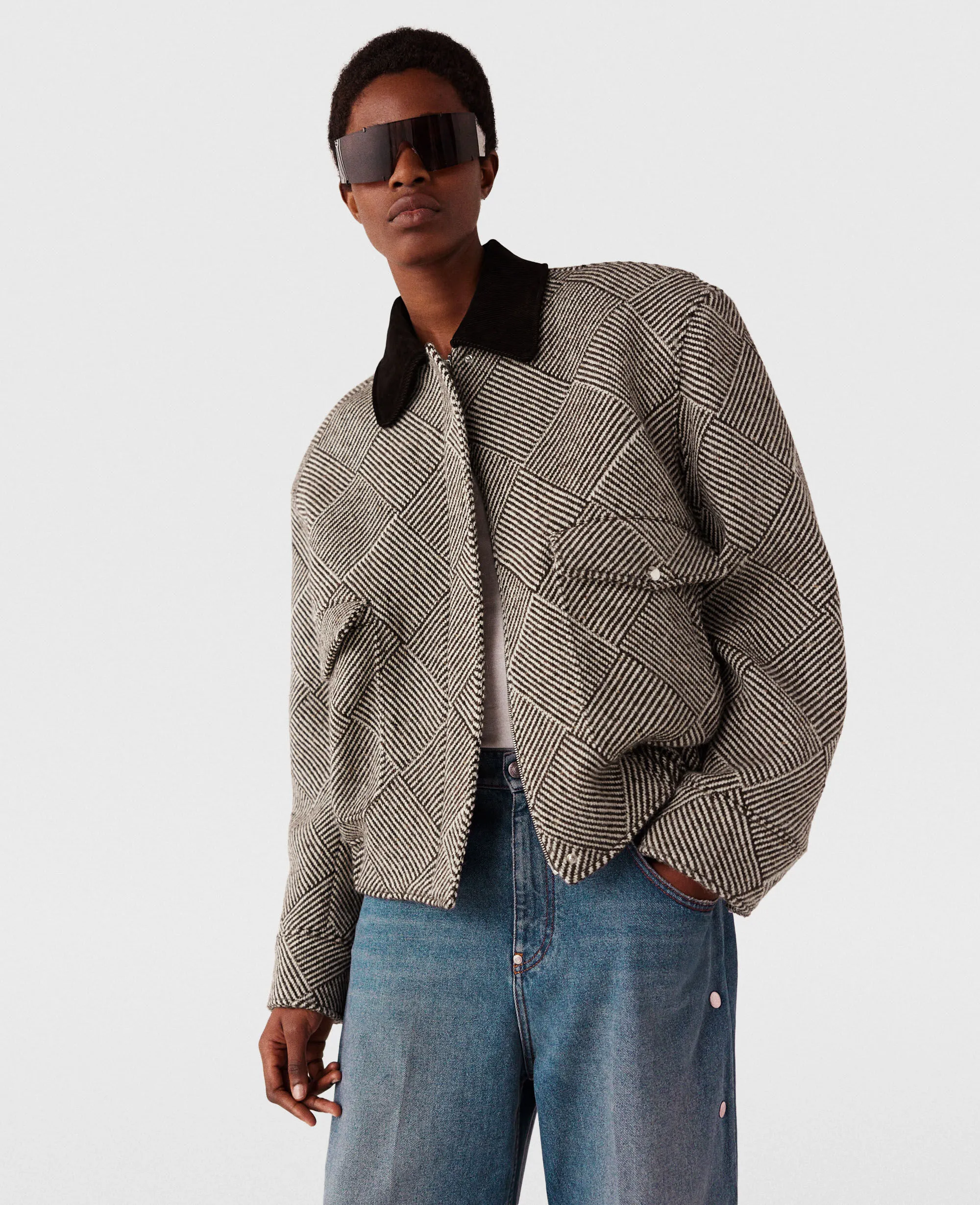 Oversized Tweed Bomber Jacket