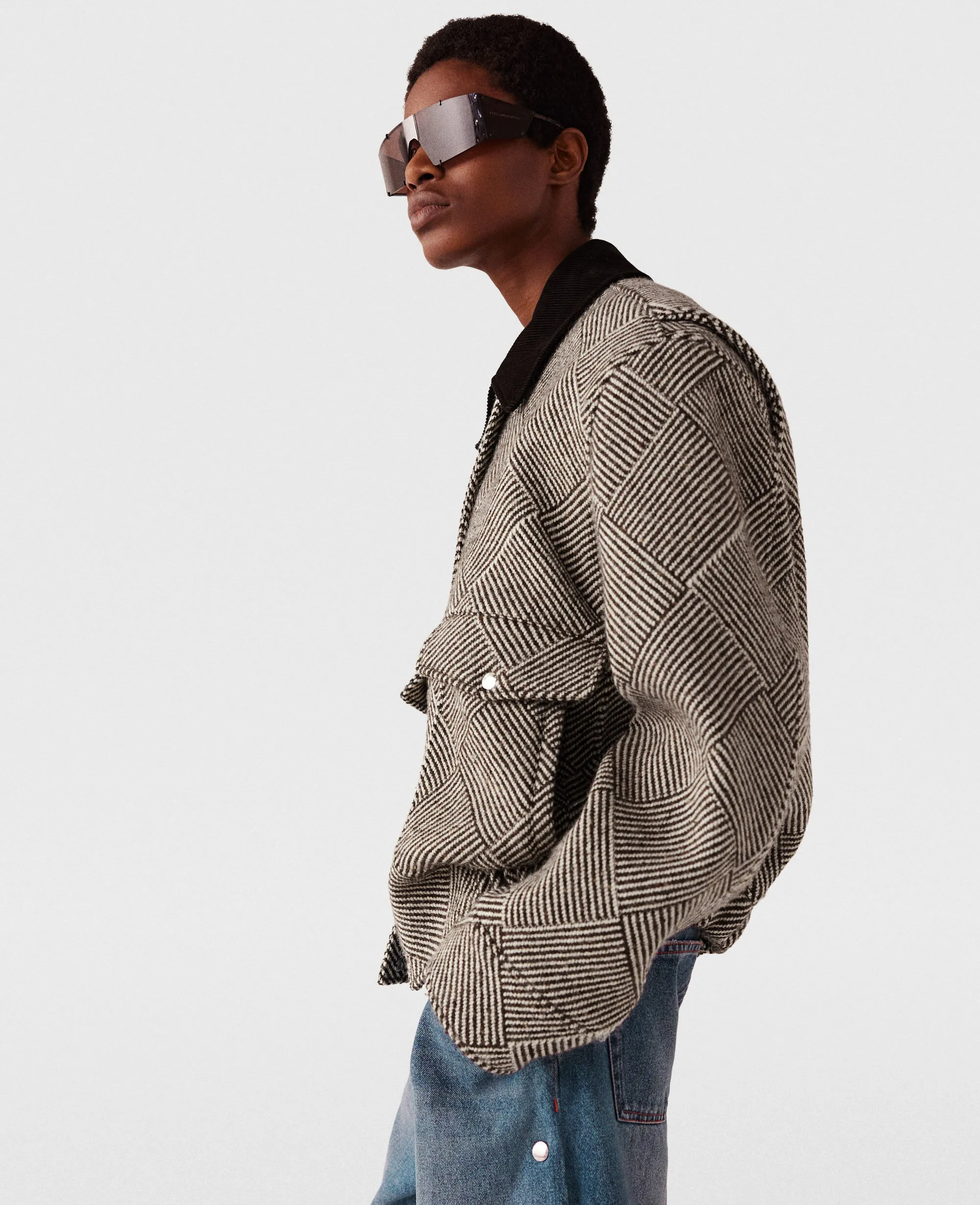 Oversized Tweed Bomber Jacket