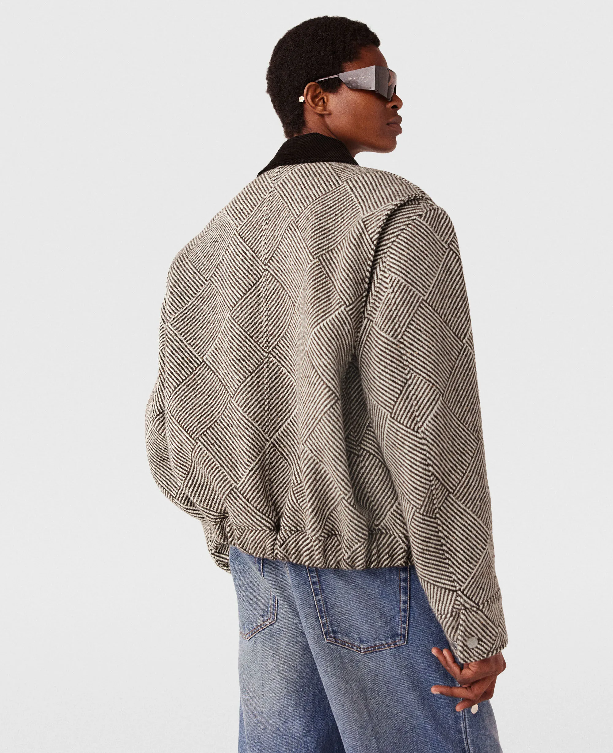 Oversized Tweed Bomber Jacket