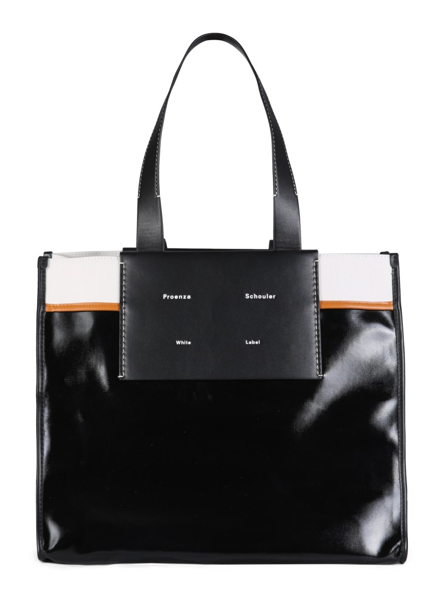 PROENZA SCHOULER WHITE LABEL    MORRIS XL COATED CANVAS TOTE BAG