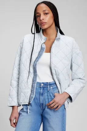 Quilted Chambray Bomber Jacket