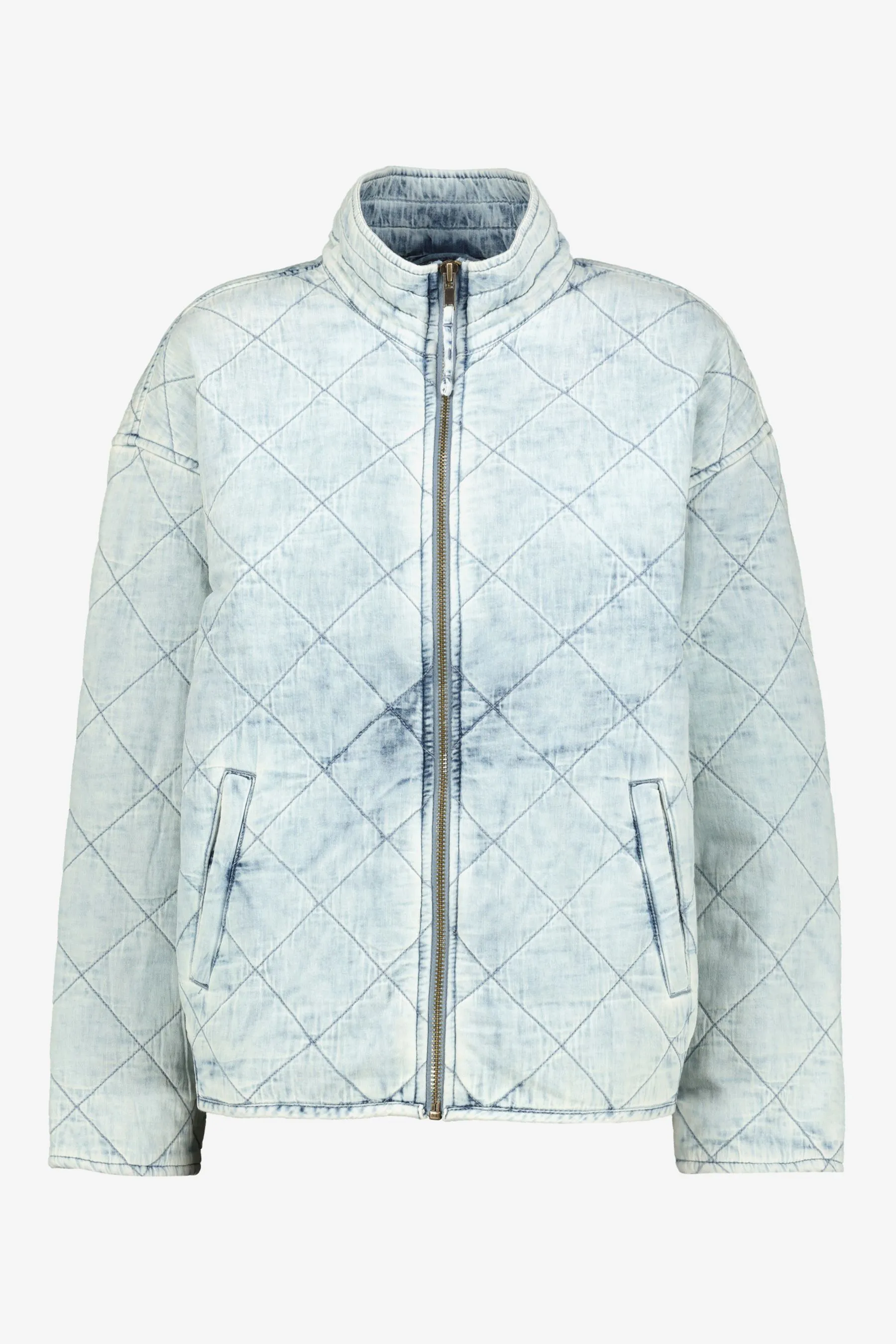 Quilted Chambray Bomber Jacket