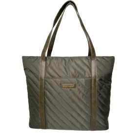 Quilted Nylon Tote- Dark Olive