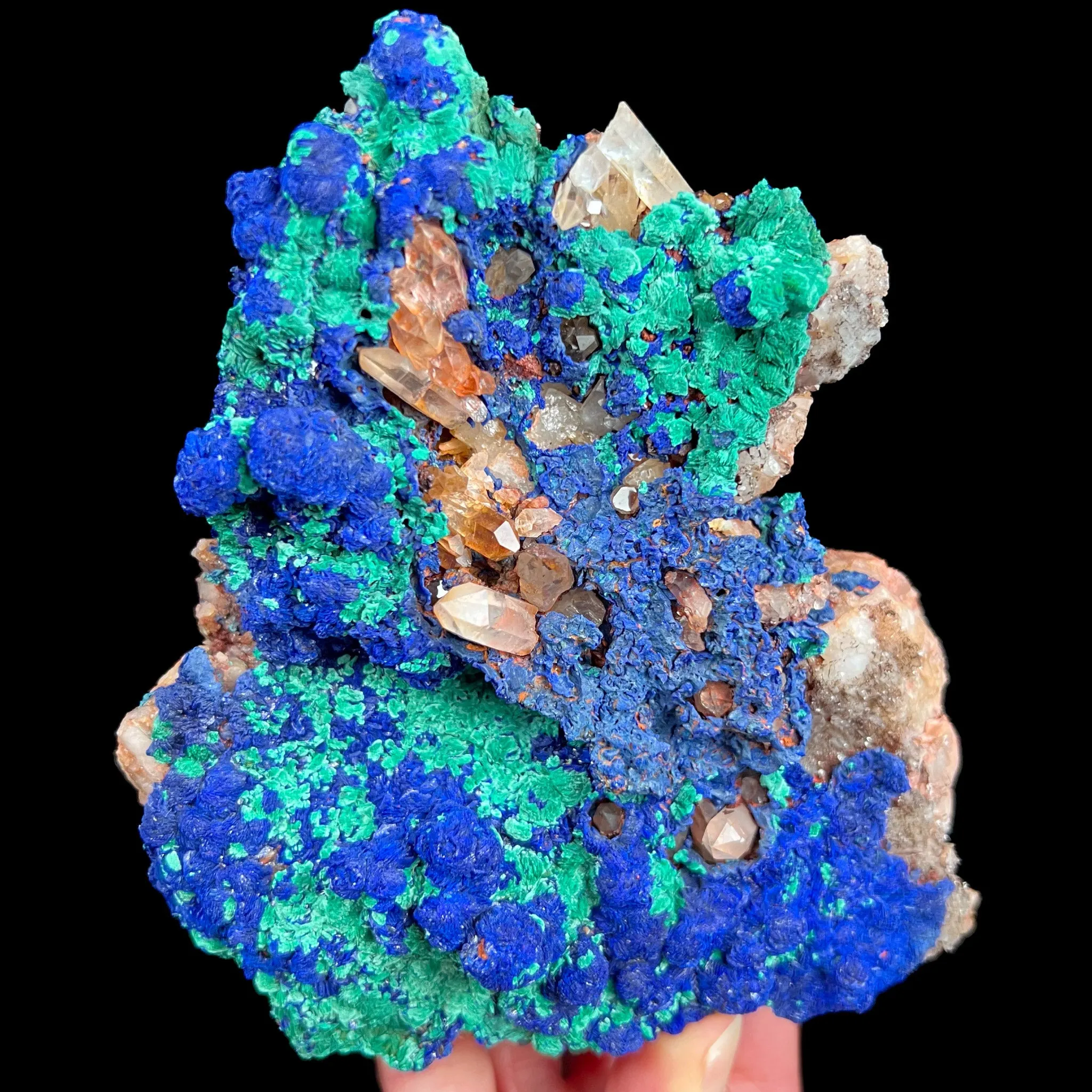 Rare Azurite with Malachite and Quartz