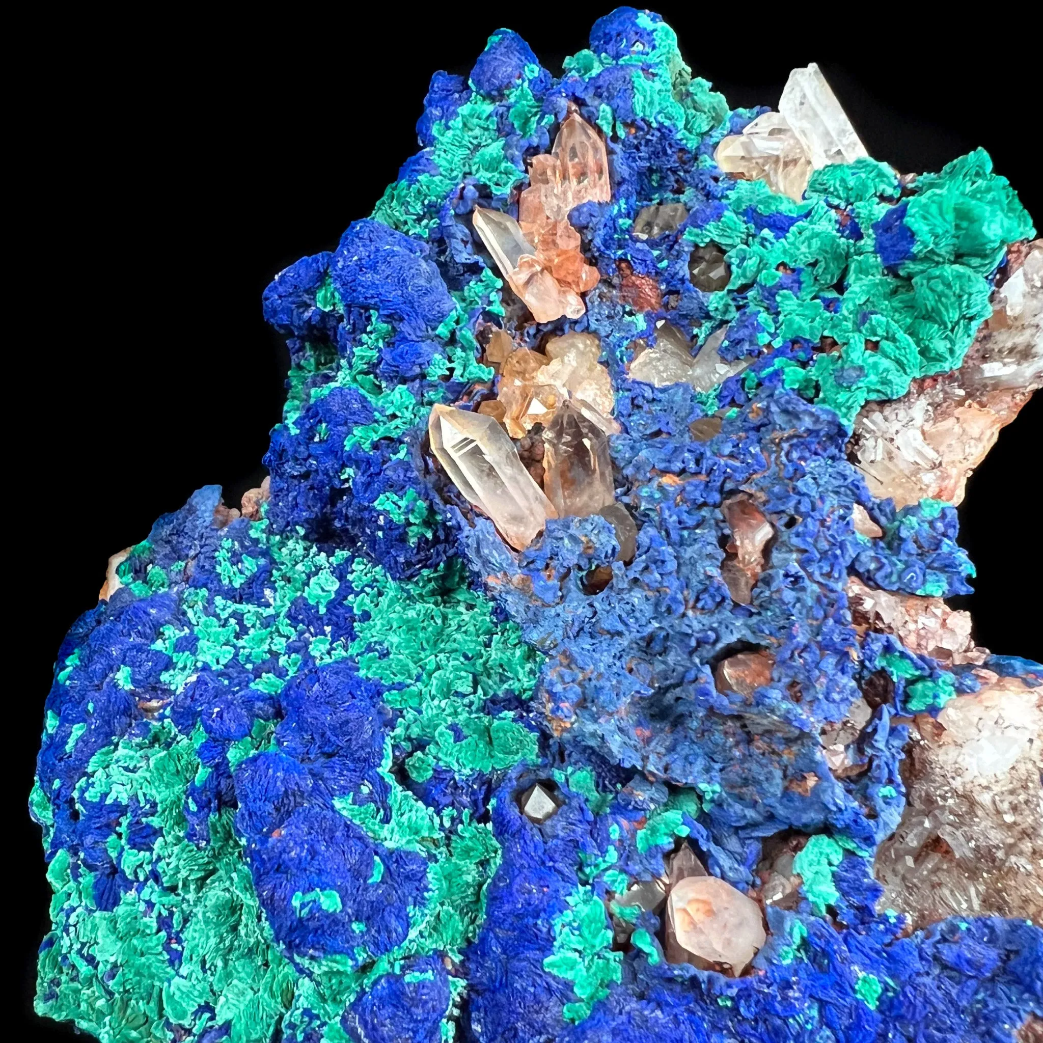 Rare Azurite with Malachite and Quartz