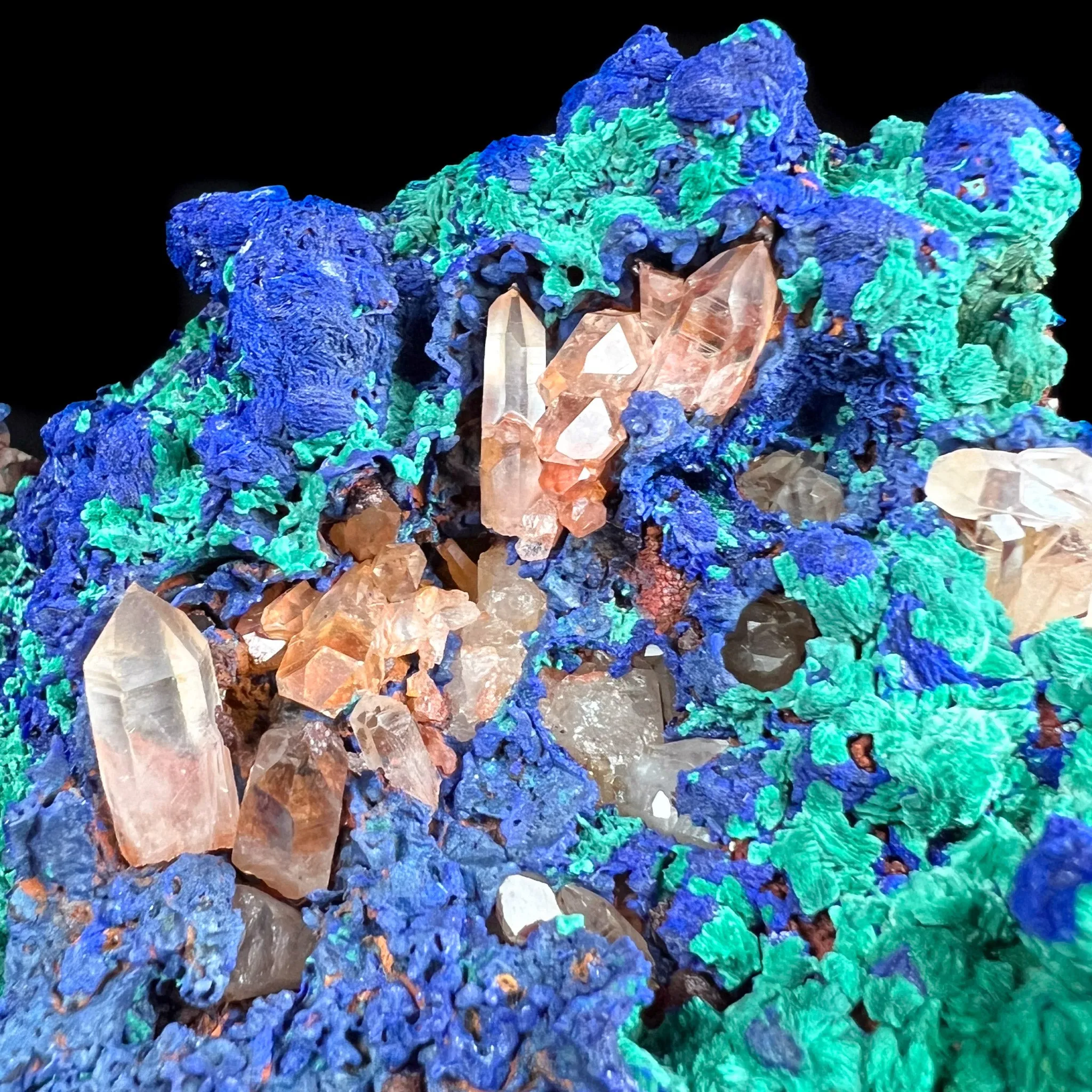 Rare Azurite with Malachite and Quartz