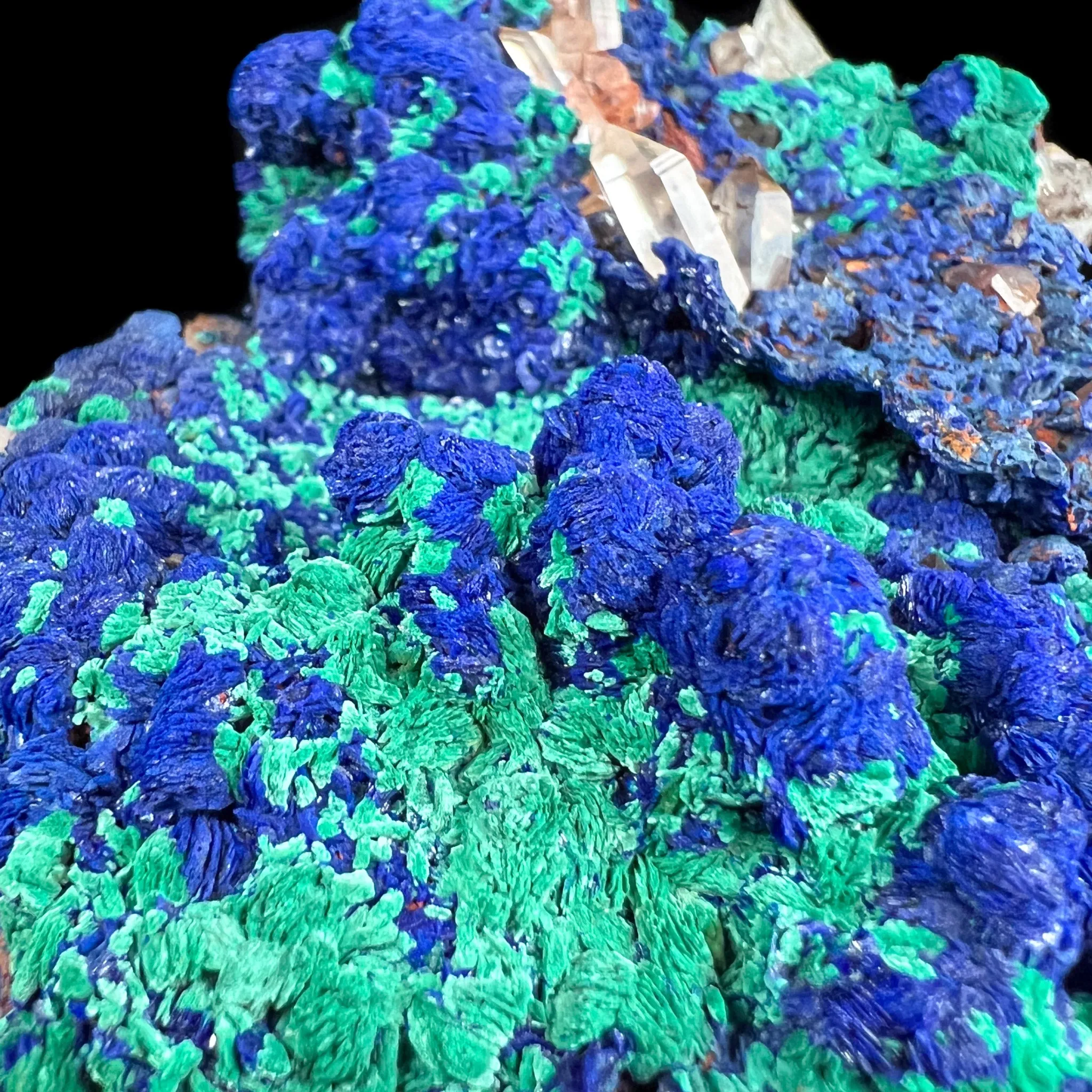 Rare Azurite with Malachite and Quartz