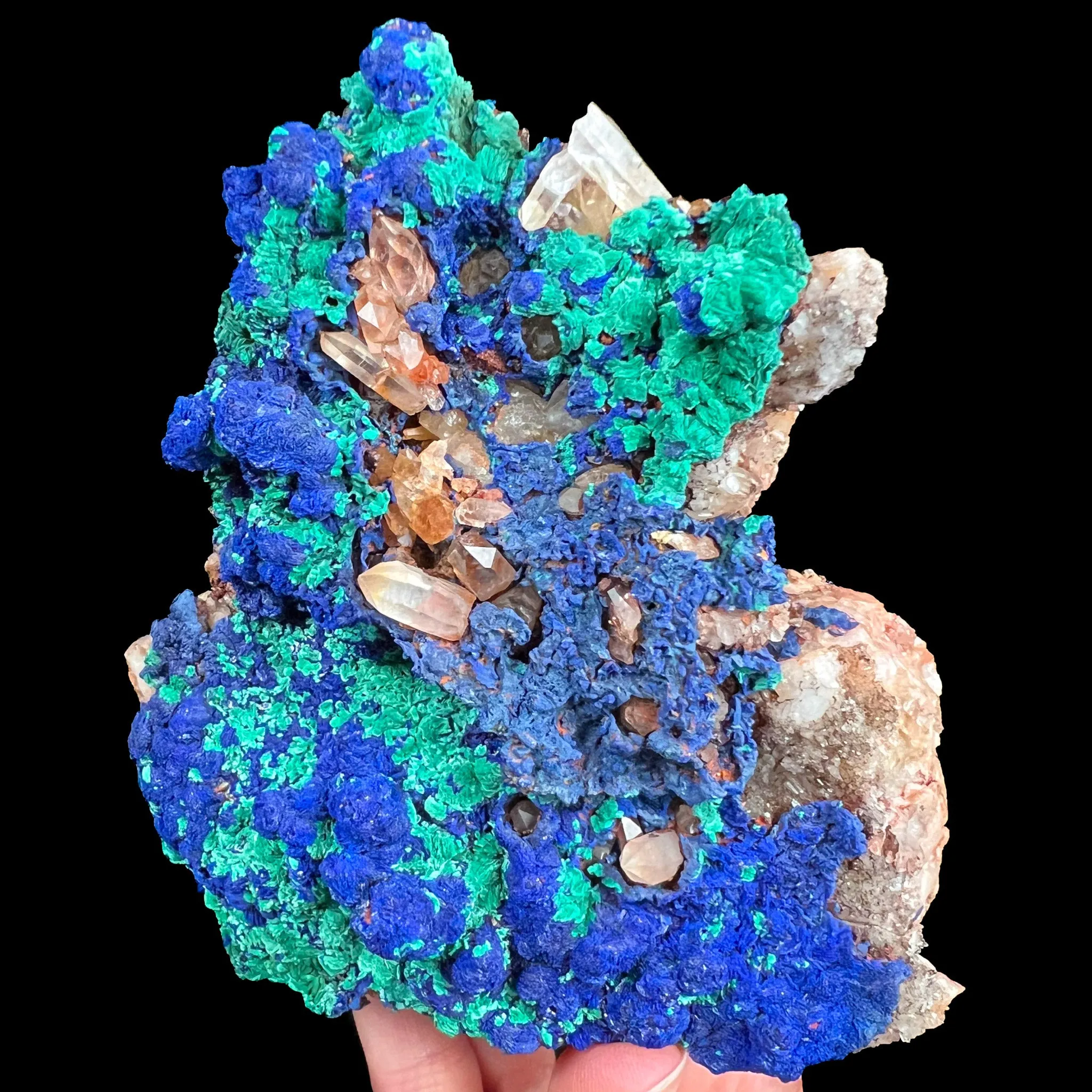 Rare Azurite with Malachite and Quartz