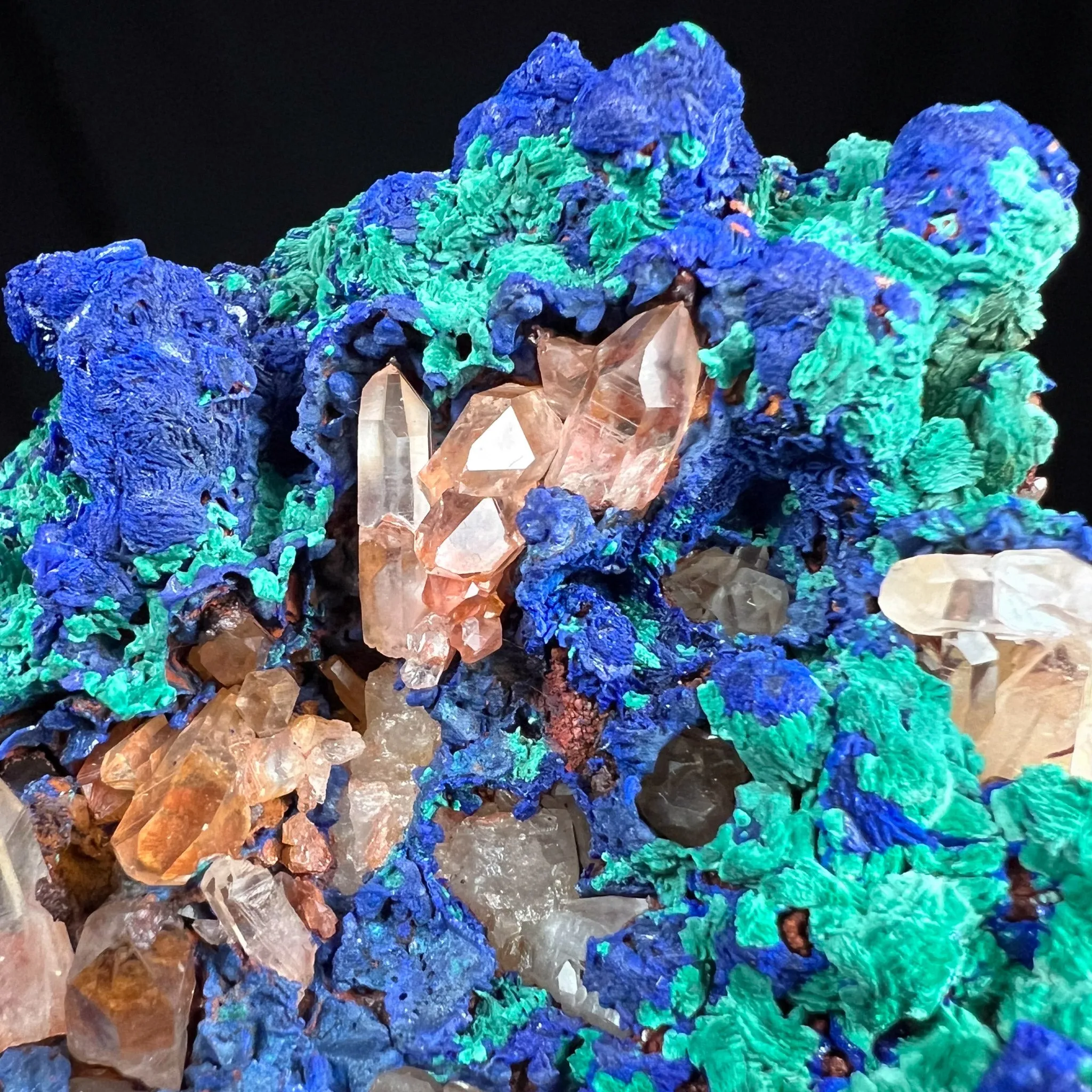 Rare Azurite with Malachite and Quartz