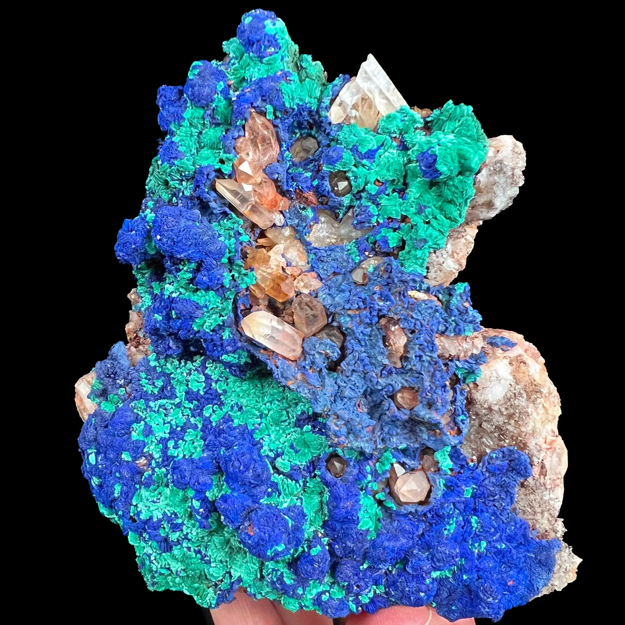 Rare Azurite with Malachite and Quartz