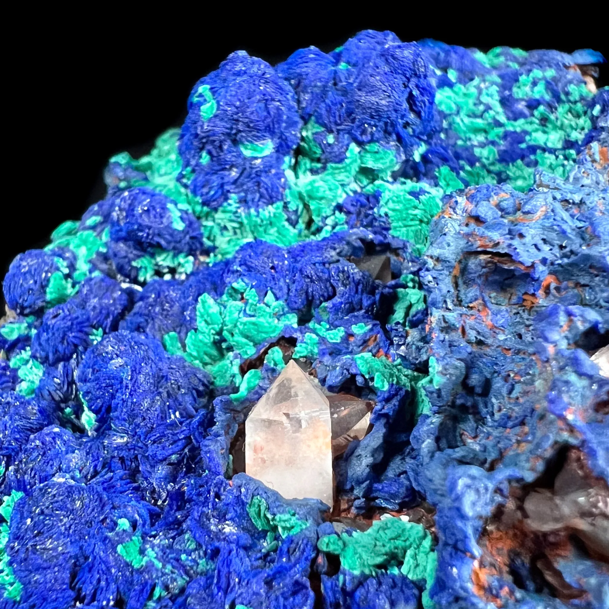 Rare Azurite with Malachite and Quartz