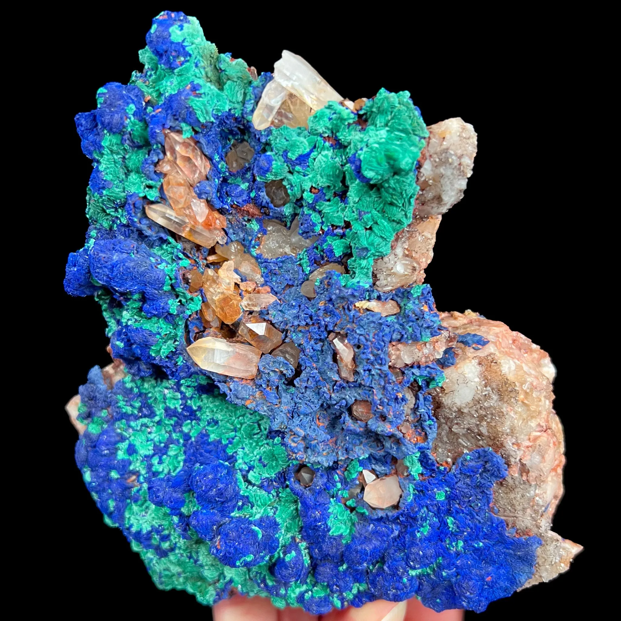 Rare Azurite with Malachite and Quartz