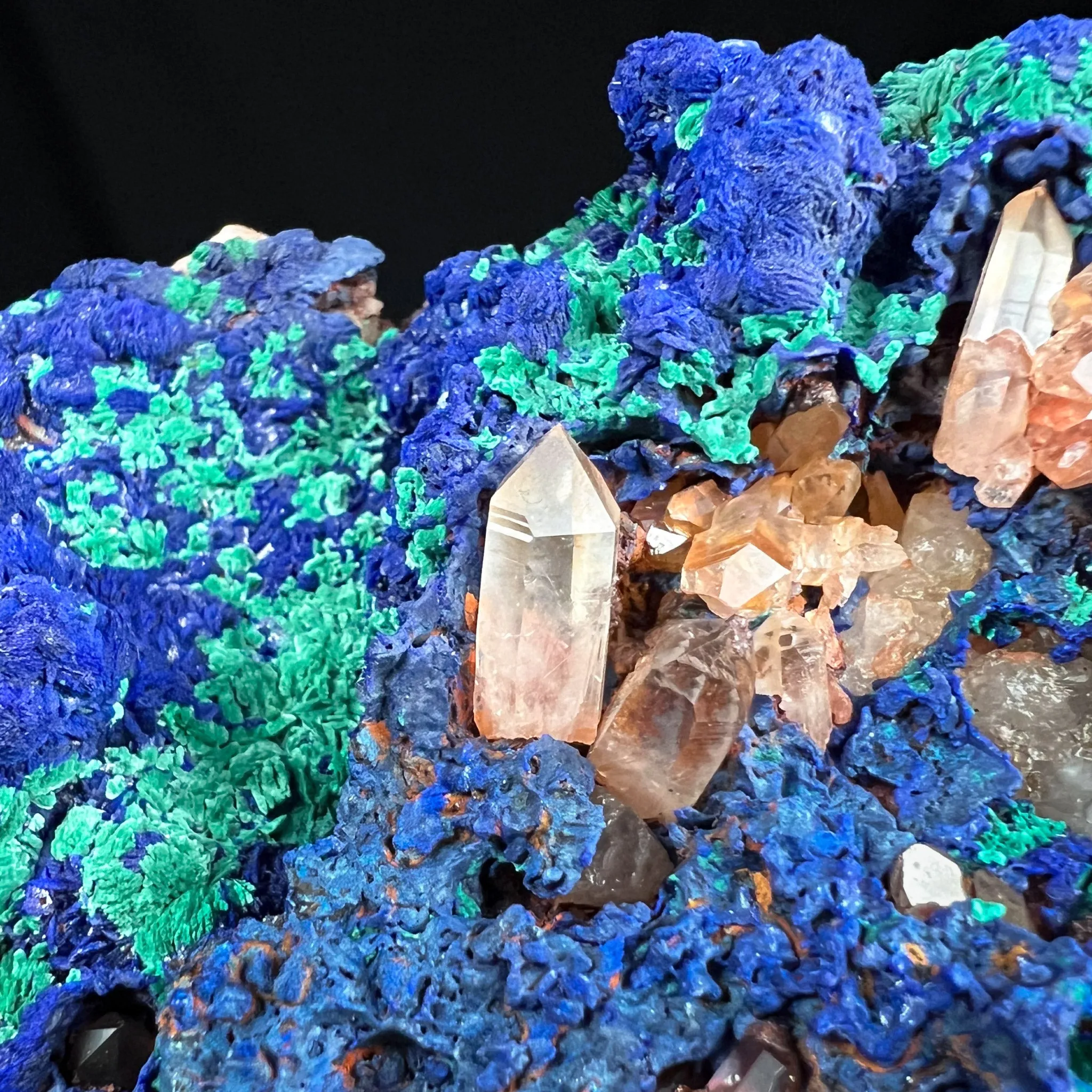 Rare Azurite with Malachite and Quartz