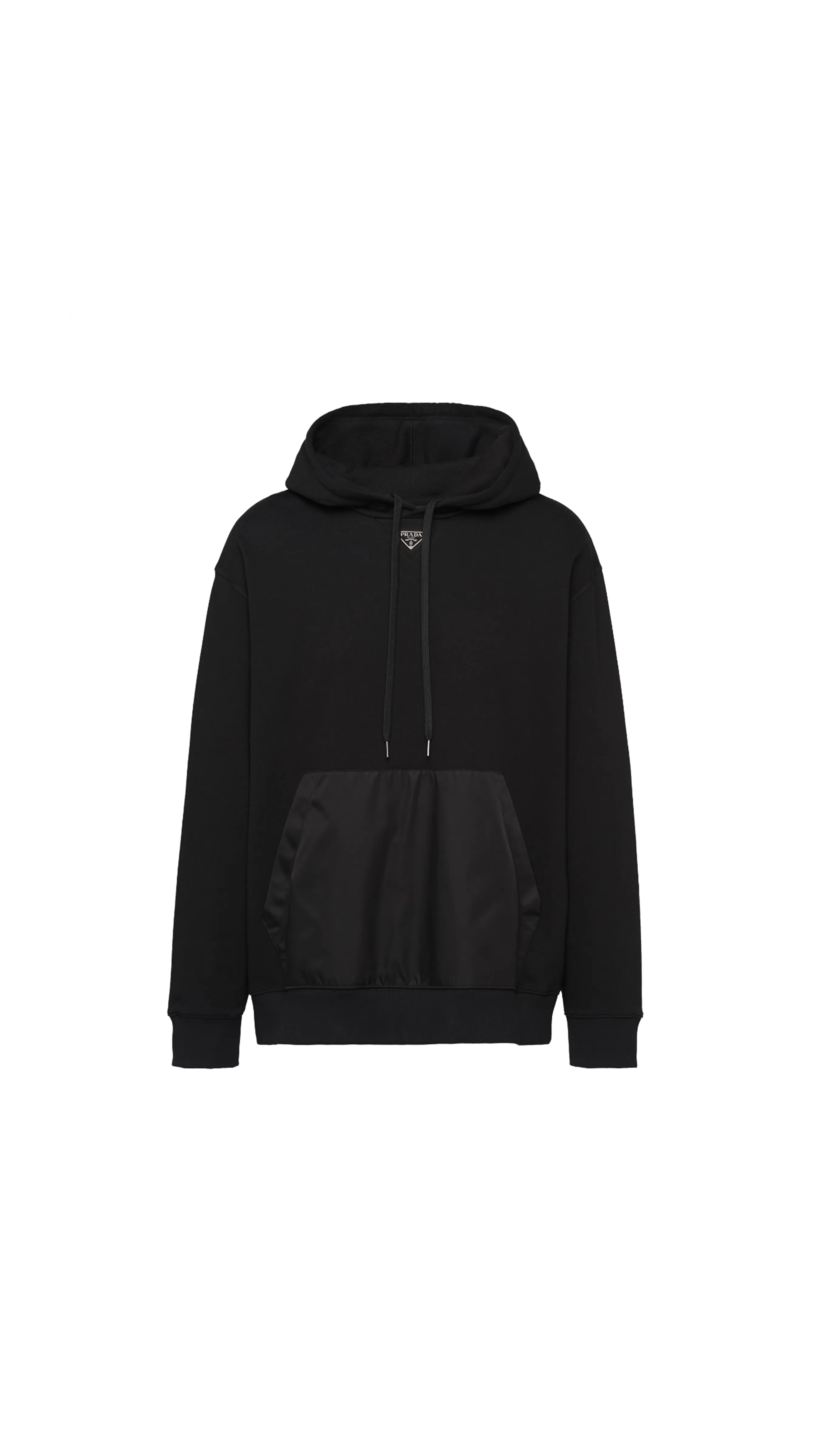 Re-Nylon and Cotton Hoodie - Black