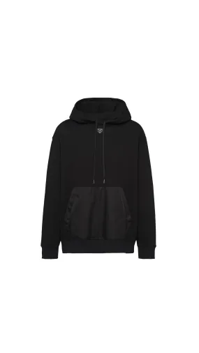 Re-Nylon and Cotton Hoodie - Black