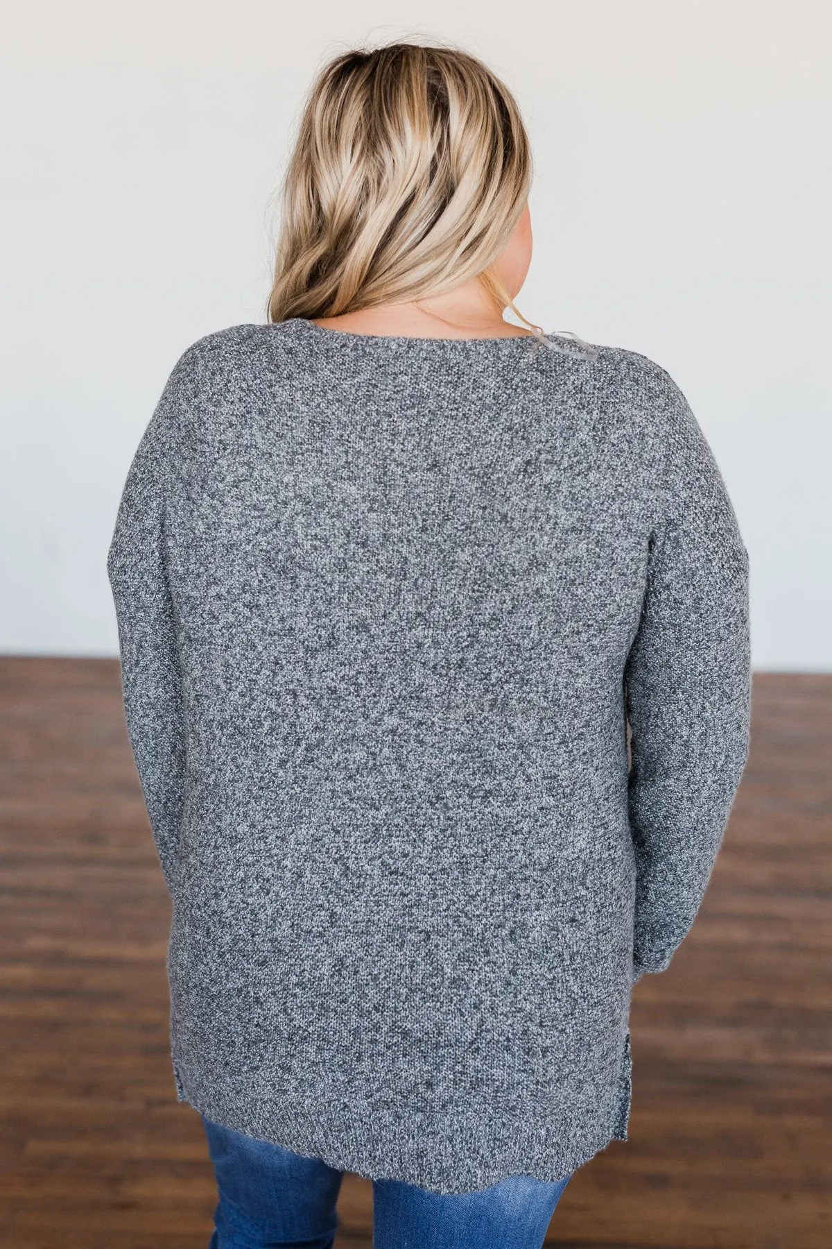 Reaching Out To You Knit Sweater- Charcoal