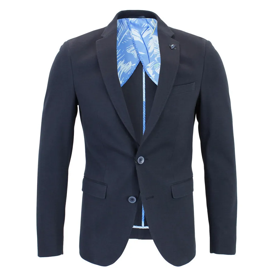 Remus Uomo - Slim Fit Cotton Stretch Jersey Blazer in Navy