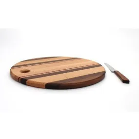 Round Cutting Board with Stripes in Oak - Size 12