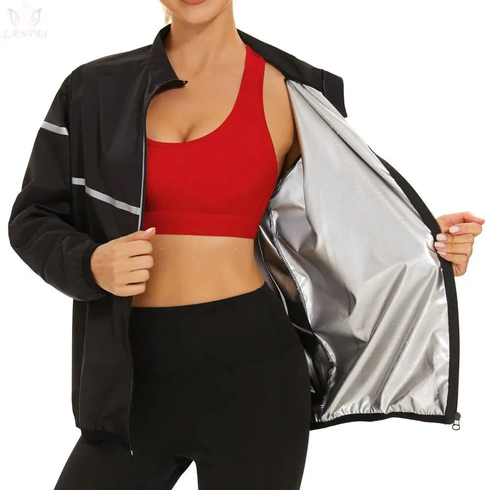 Sauna Jacket for Women Sweating Top Weight Loss Long Sleeves