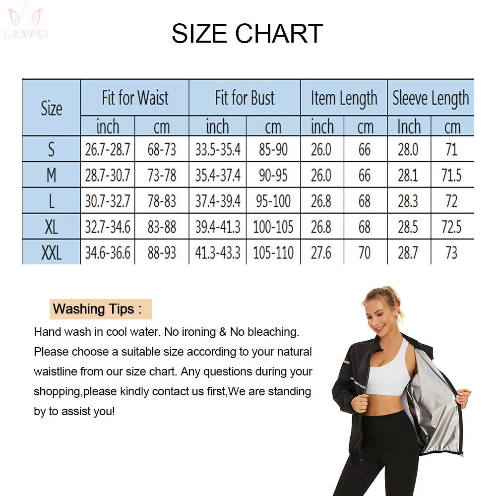 Sauna Jacket for Women Sweating Top Weight Loss Long Sleeves